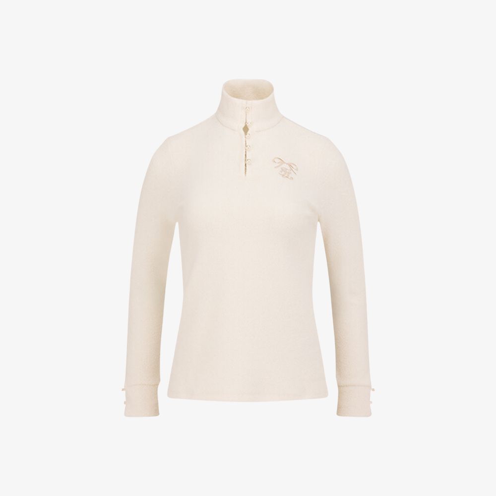 FairLiar - Áo thun Boucle High-Neck - Kem
