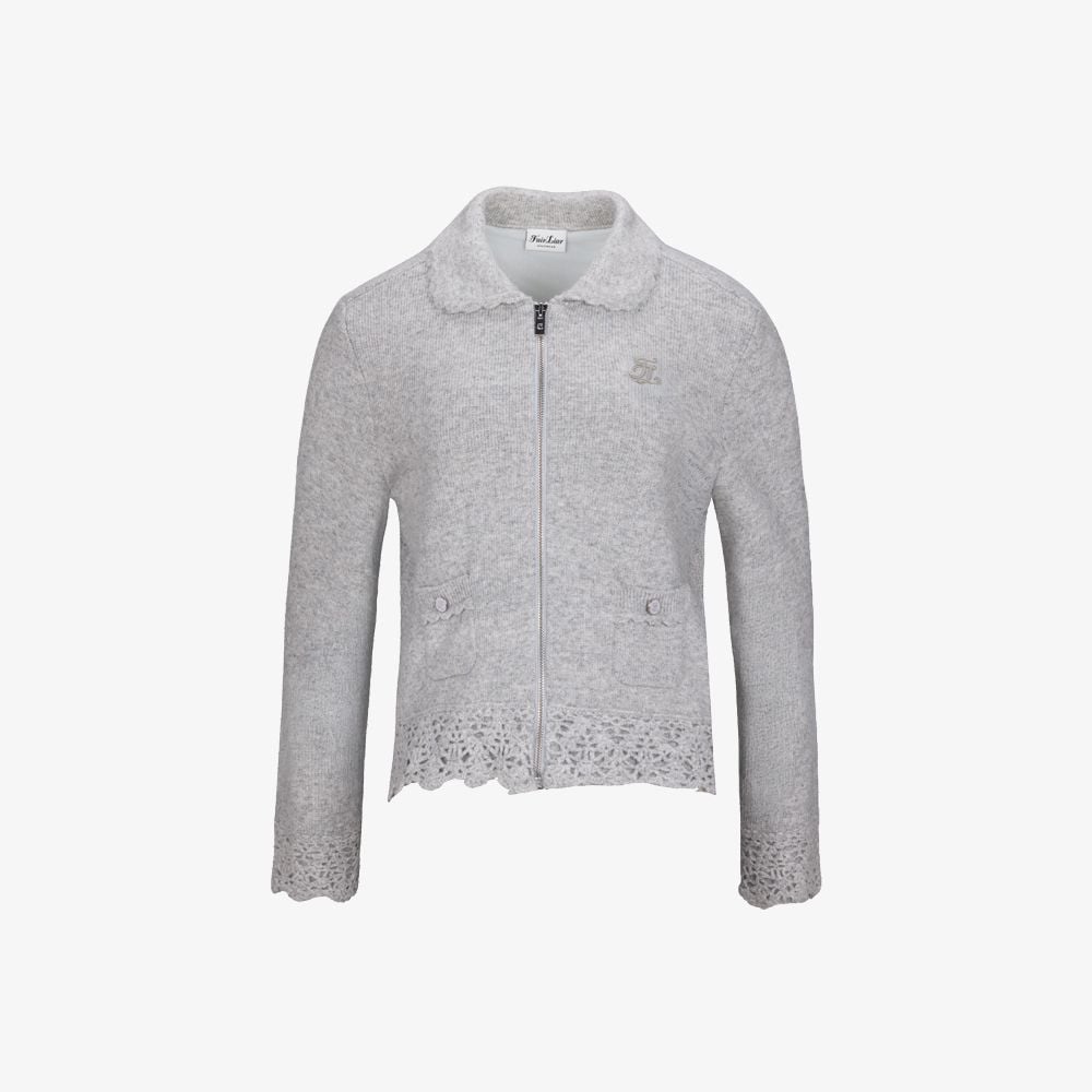 Áo cardigan len móc cản gió Xám