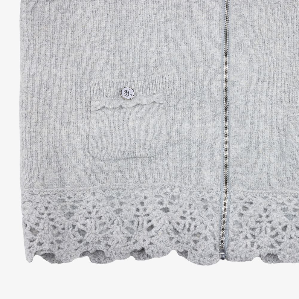 Áo cardigan len móc cản gió Xám