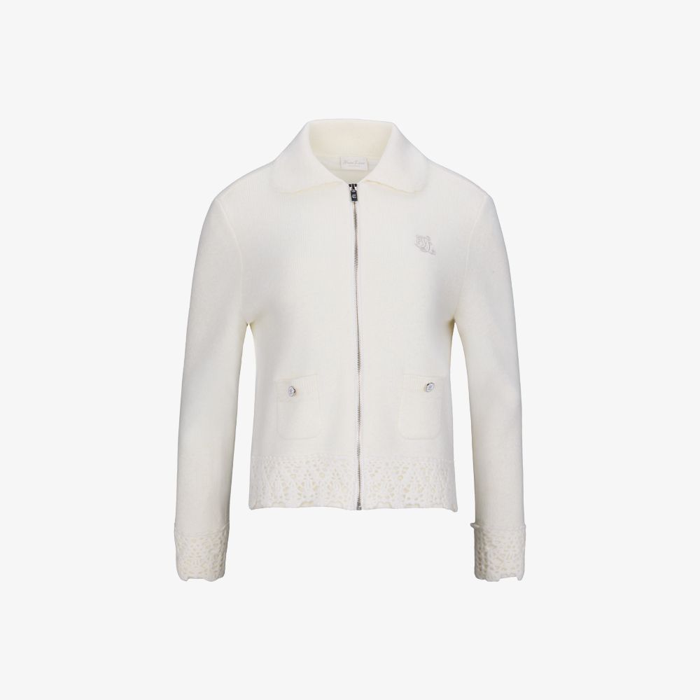 Áo cardigan len móc cản gió Trắng ngà