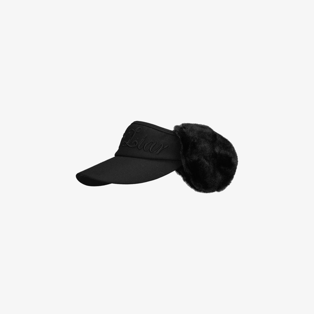 Mũ visor chụp tai logo lớn Đen