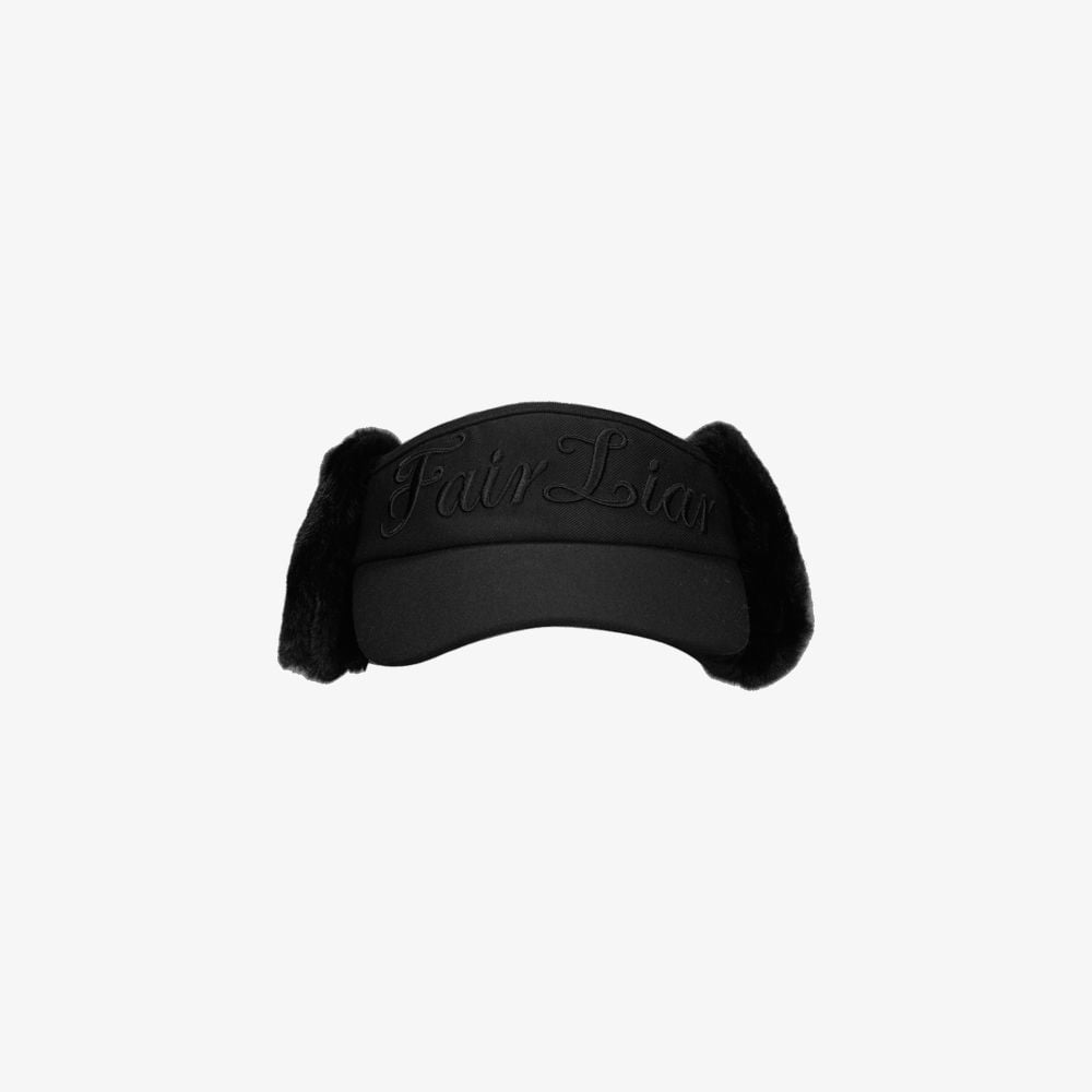 Mũ visor chụp tai logo lớn Đen
