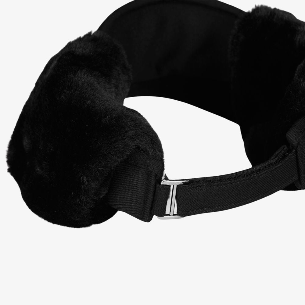 Mũ visor chụp tai logo lớn Đen