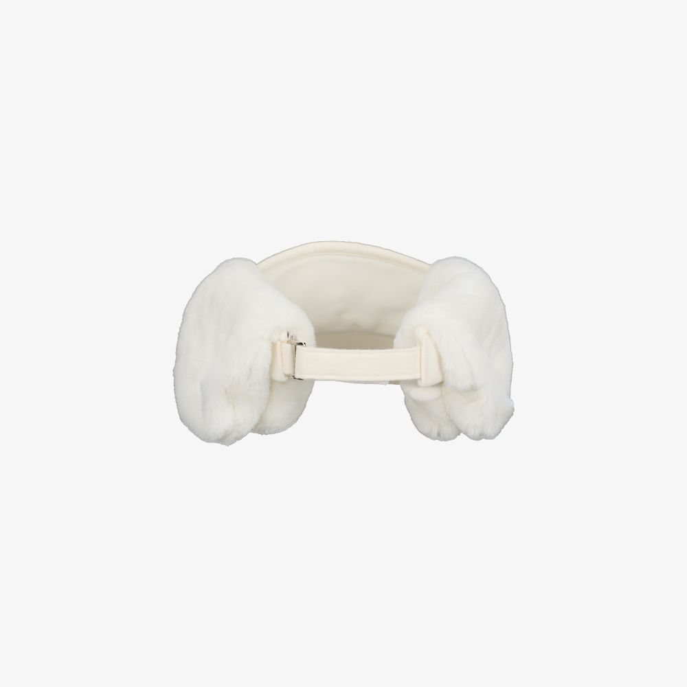 Mũ visor chụp tai logo lớn Trắng ngà