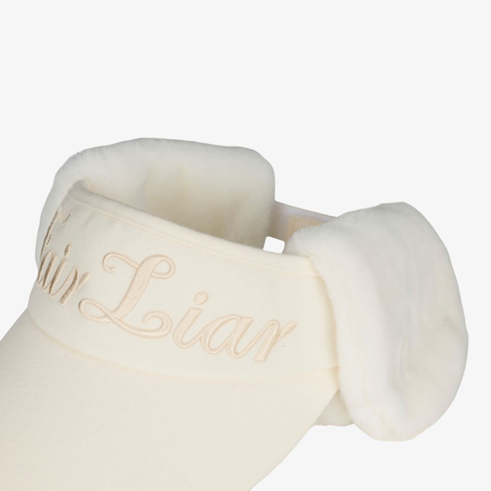 Mũ visor chụp tai logo lớn Trắng ngà