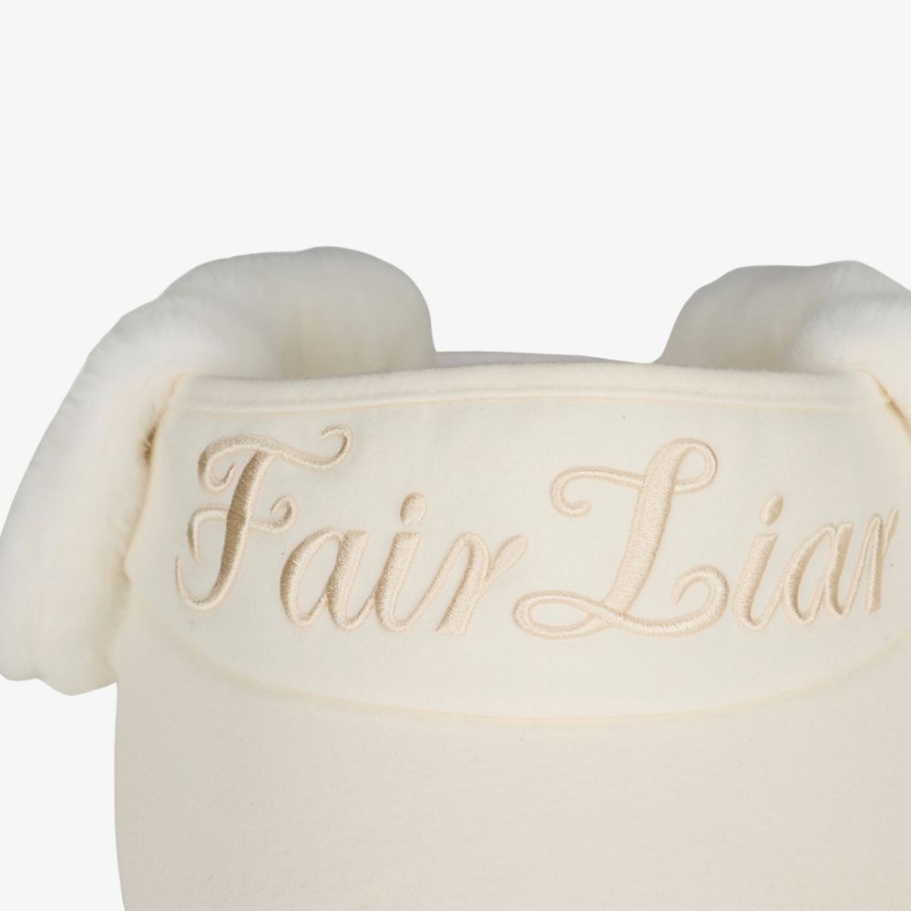 Mũ visor chụp tai logo lớn Trắng ngà