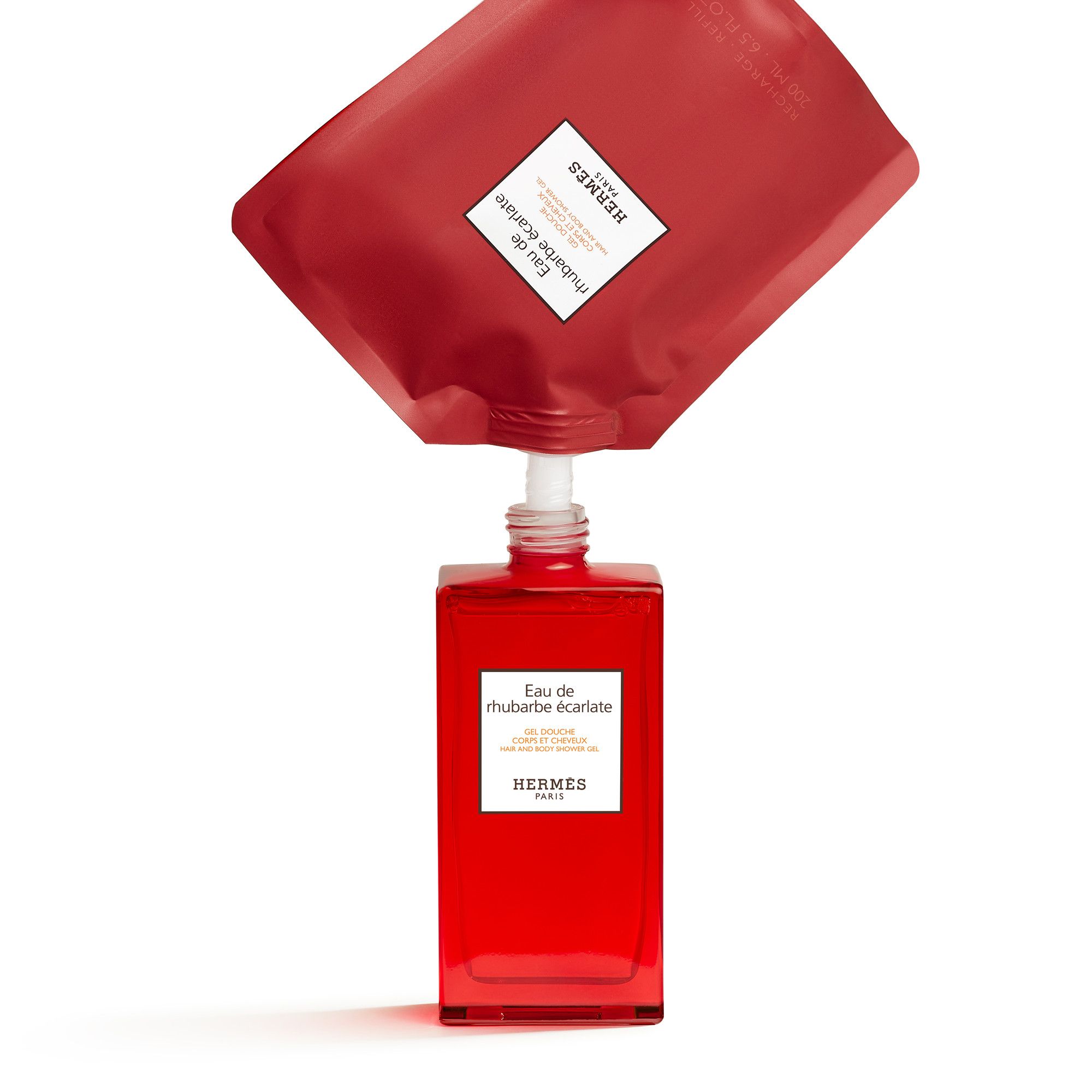 Hermès - Chai refill gel tắm gội Eau de rhubarbe écarlate