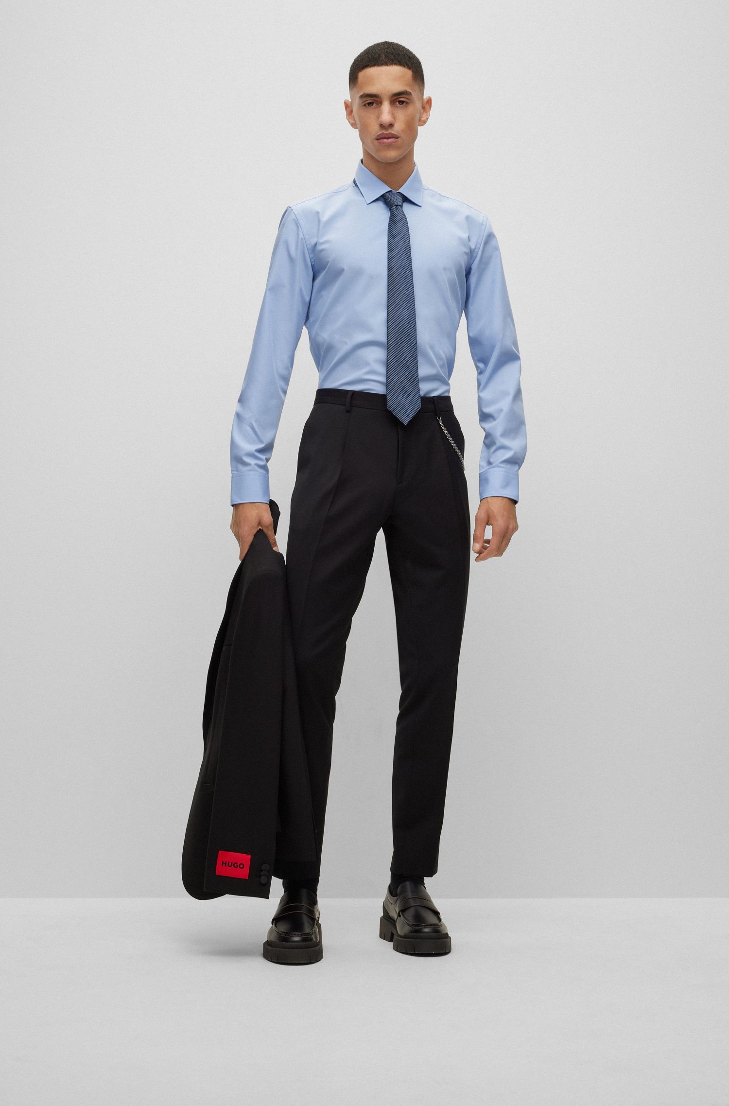 HUGO - Sơ mi dáng ôm vải poplin cotton
