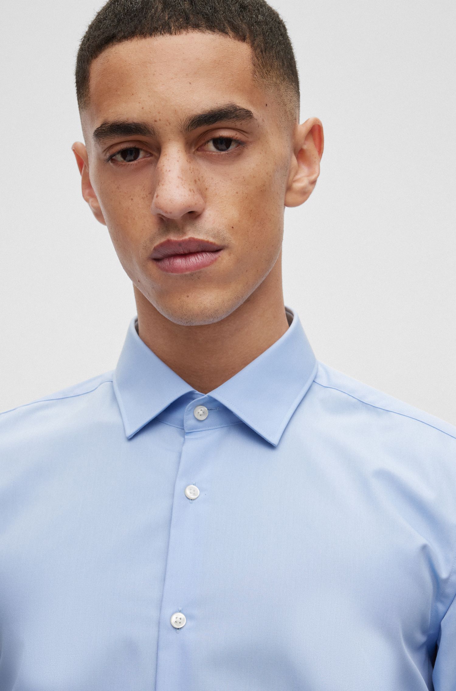 HUGO - Sơ mi dáng ôm vải poplin cotton