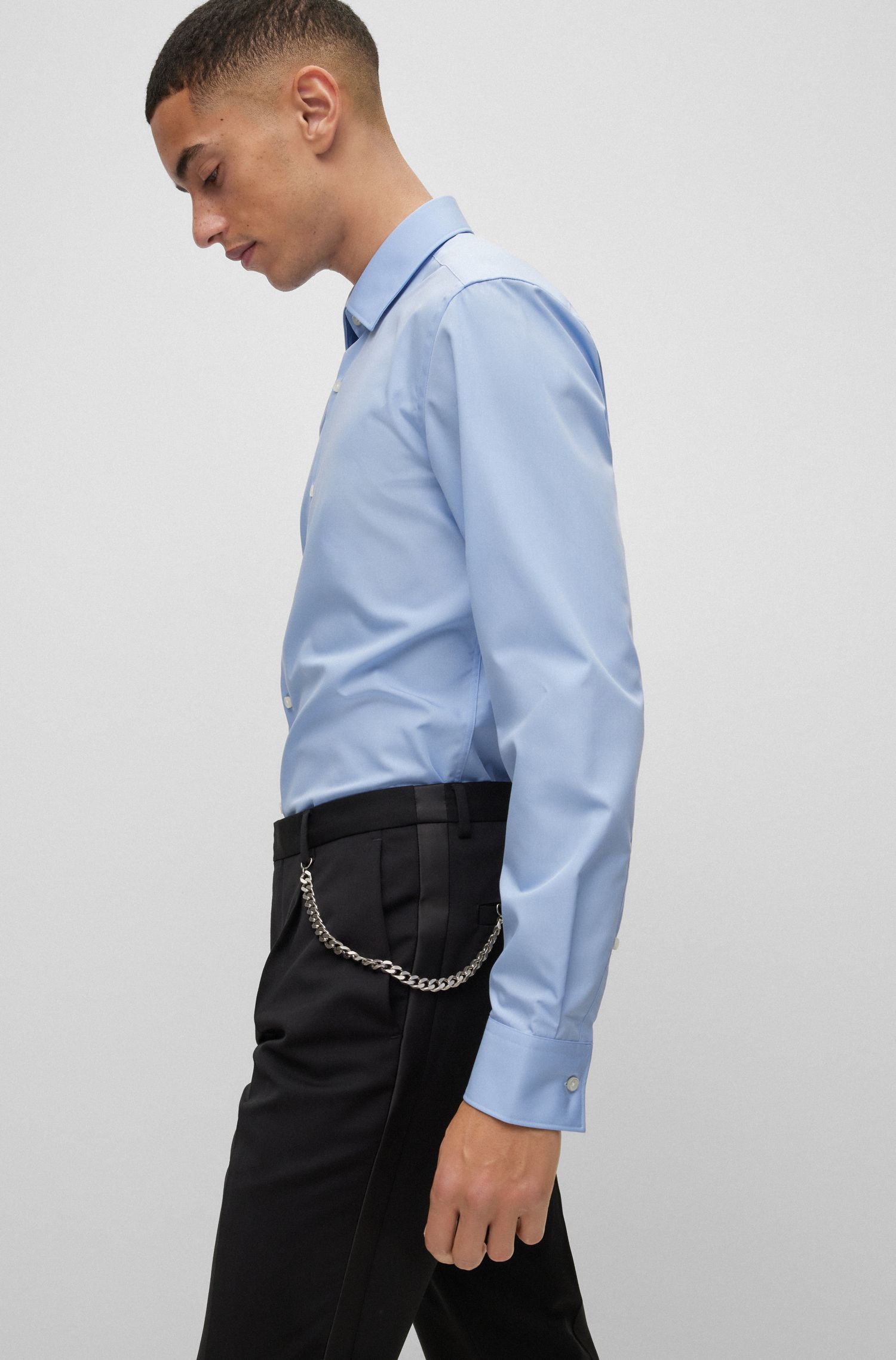 HUGO - Sơ mi dáng ôm vải poplin cotton