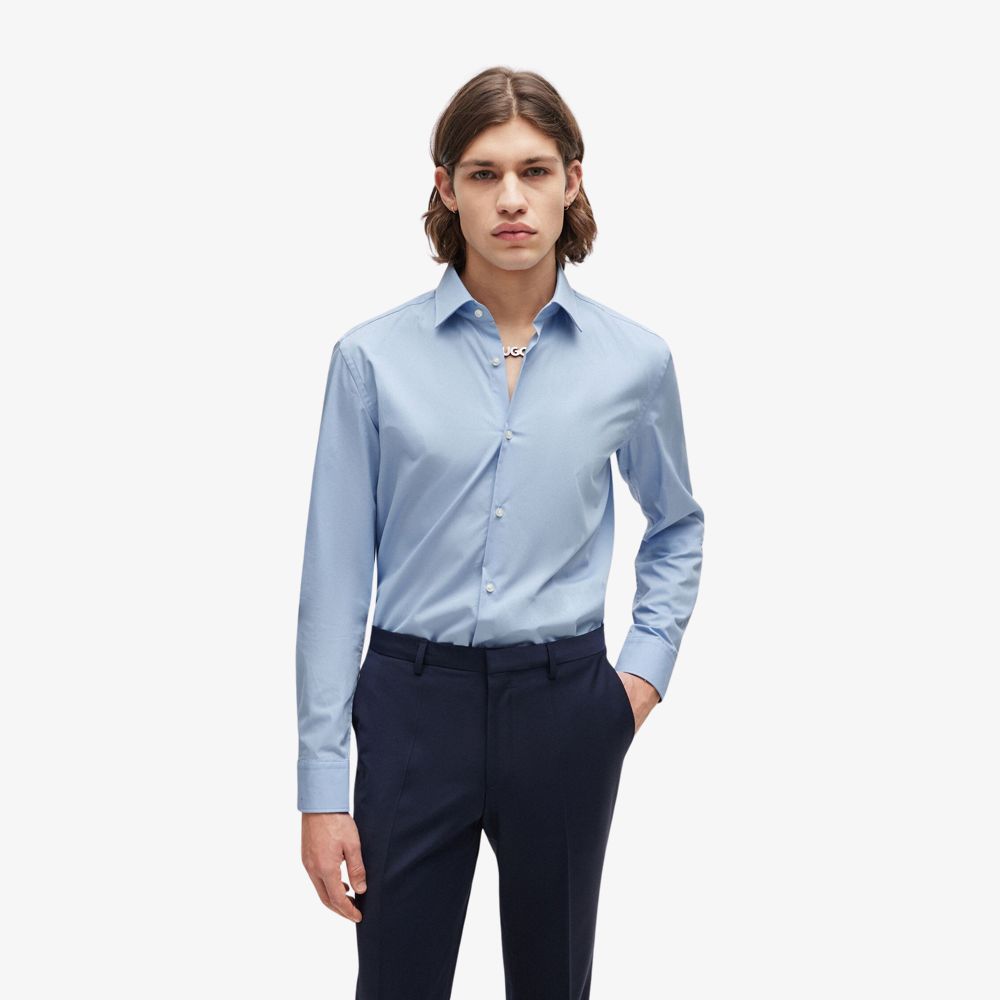 HUGO - Sơ mi dáng ôm vải poplin cotton