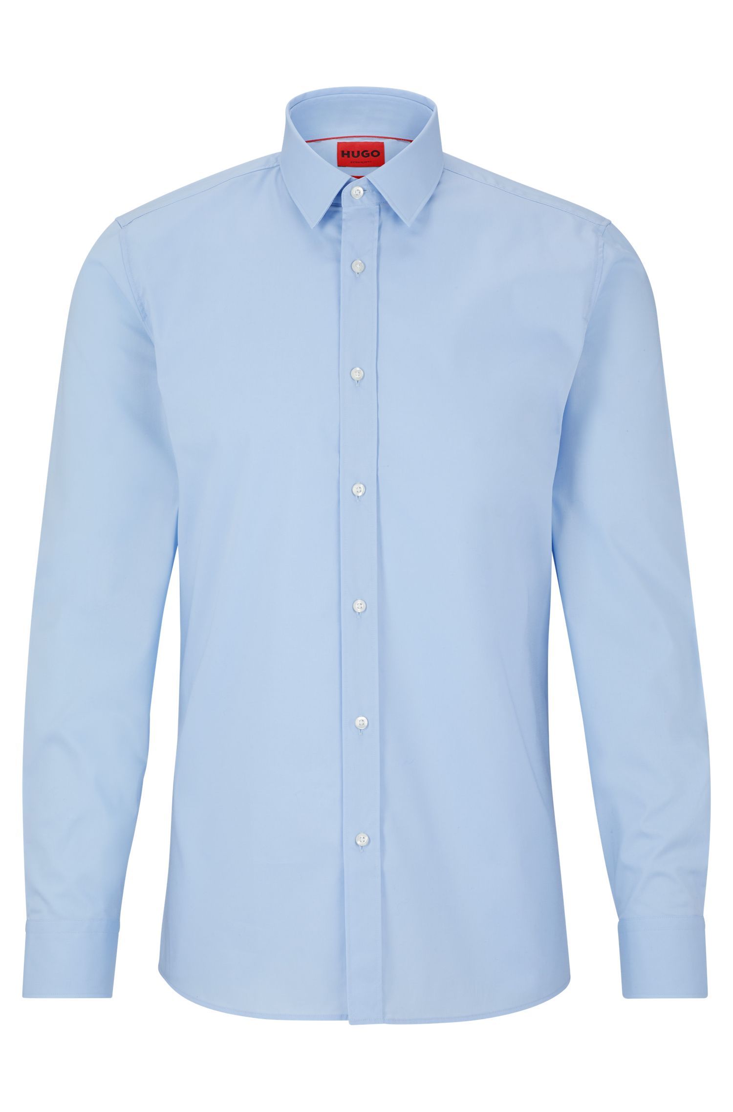 HUGO - Áo sơ mi dáng ôm vải poplin cotton co giãn