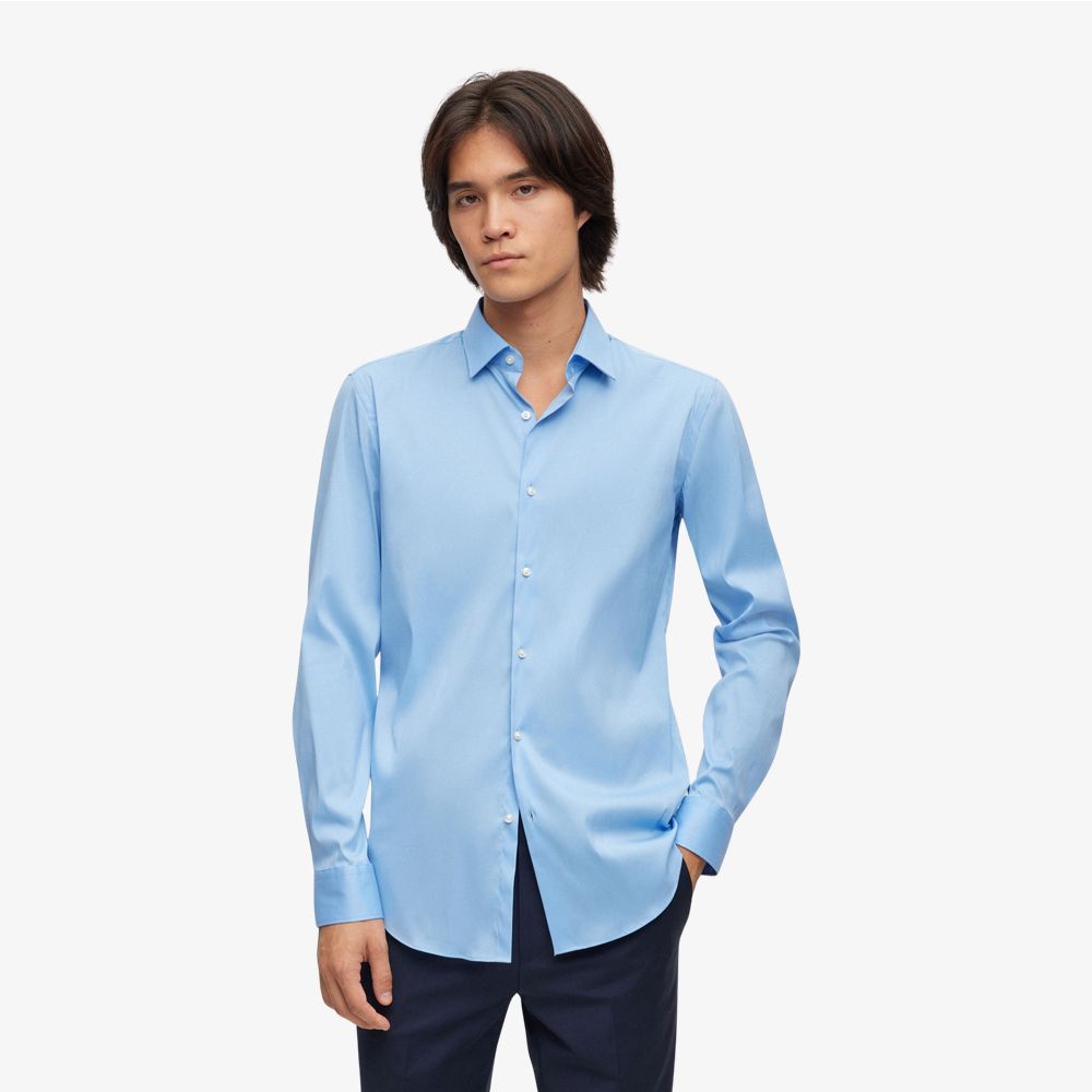 HUGO - Áo sơ mi dáng vừa vải poplin pha cotton