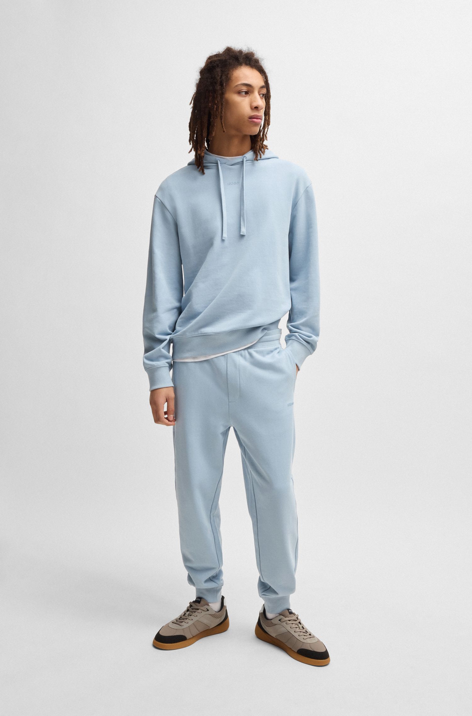 HUGO - Áo hoodie vải cotton terry in logo