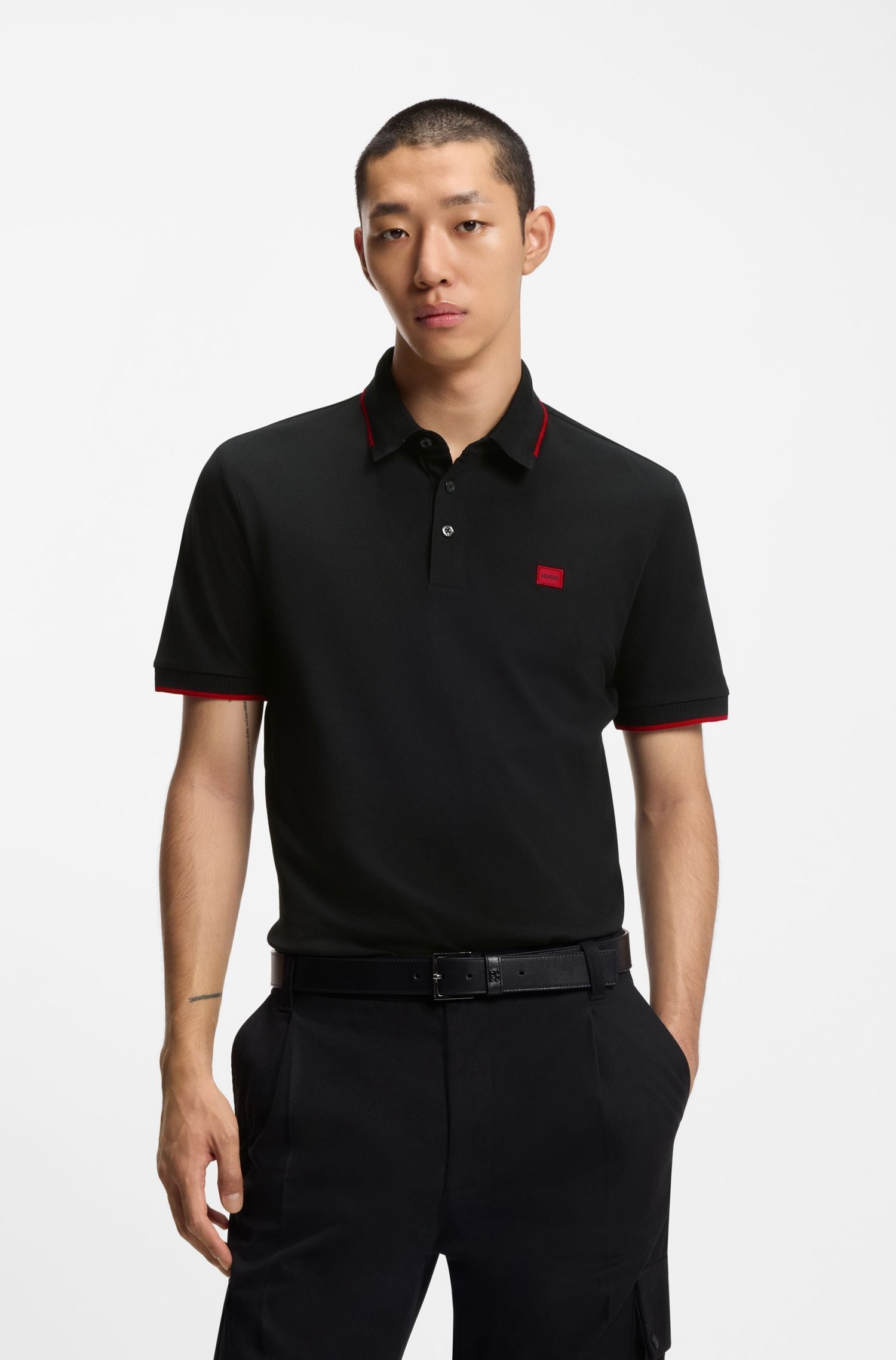 Áo thun polo cotton piqué dáng ôm
