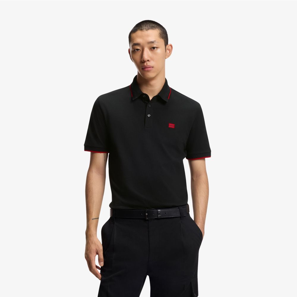 HUGO - Áo thun polo cotton piqué dáng ôm
