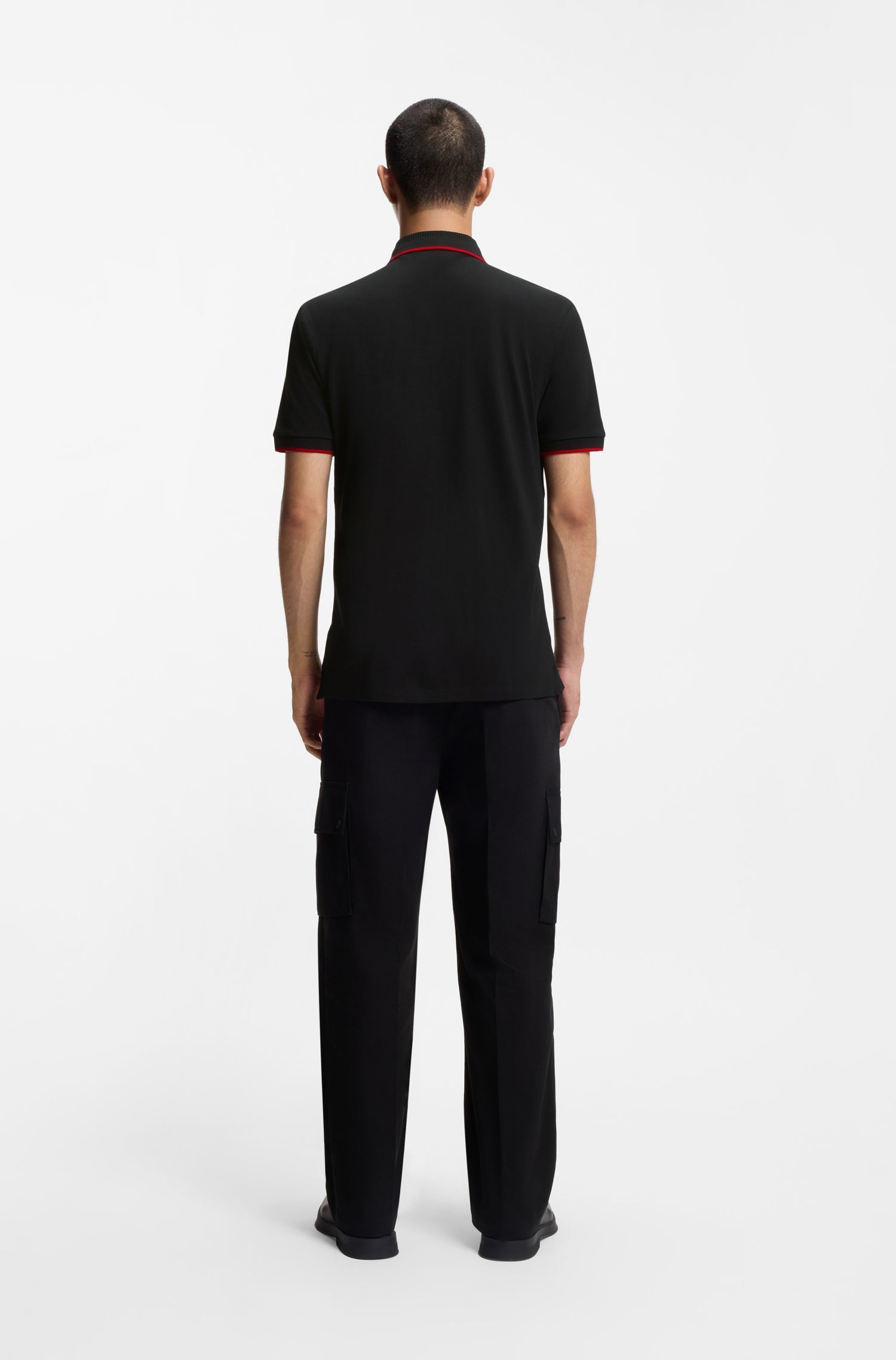 HUGO - Áo thun polo cotton piqué dáng ôm