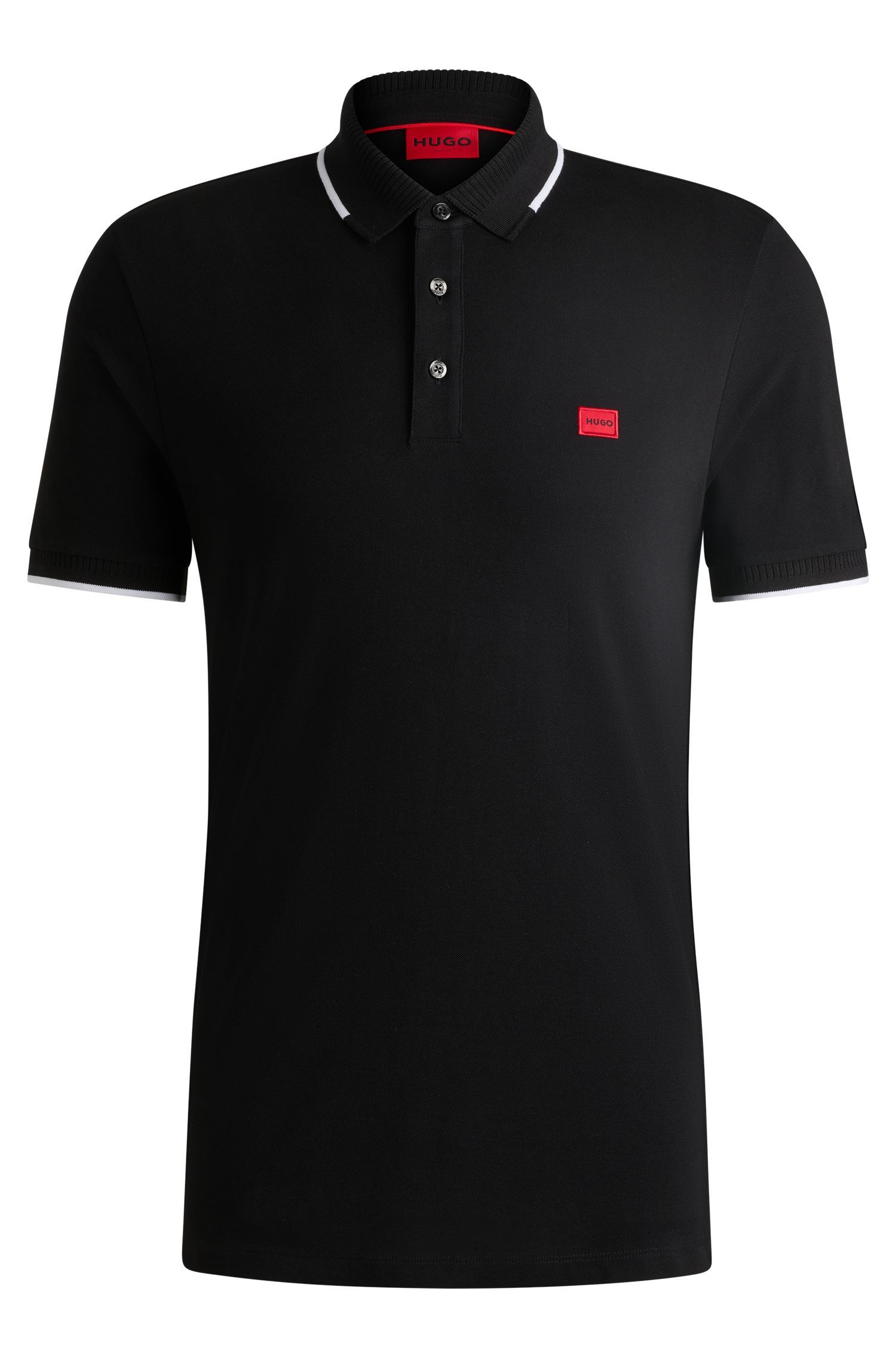HUGO - Áo thun polo cotton piqué dáng ôm