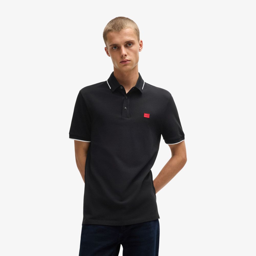 HUGO - Áo thun polo cotton piqué dáng ôm