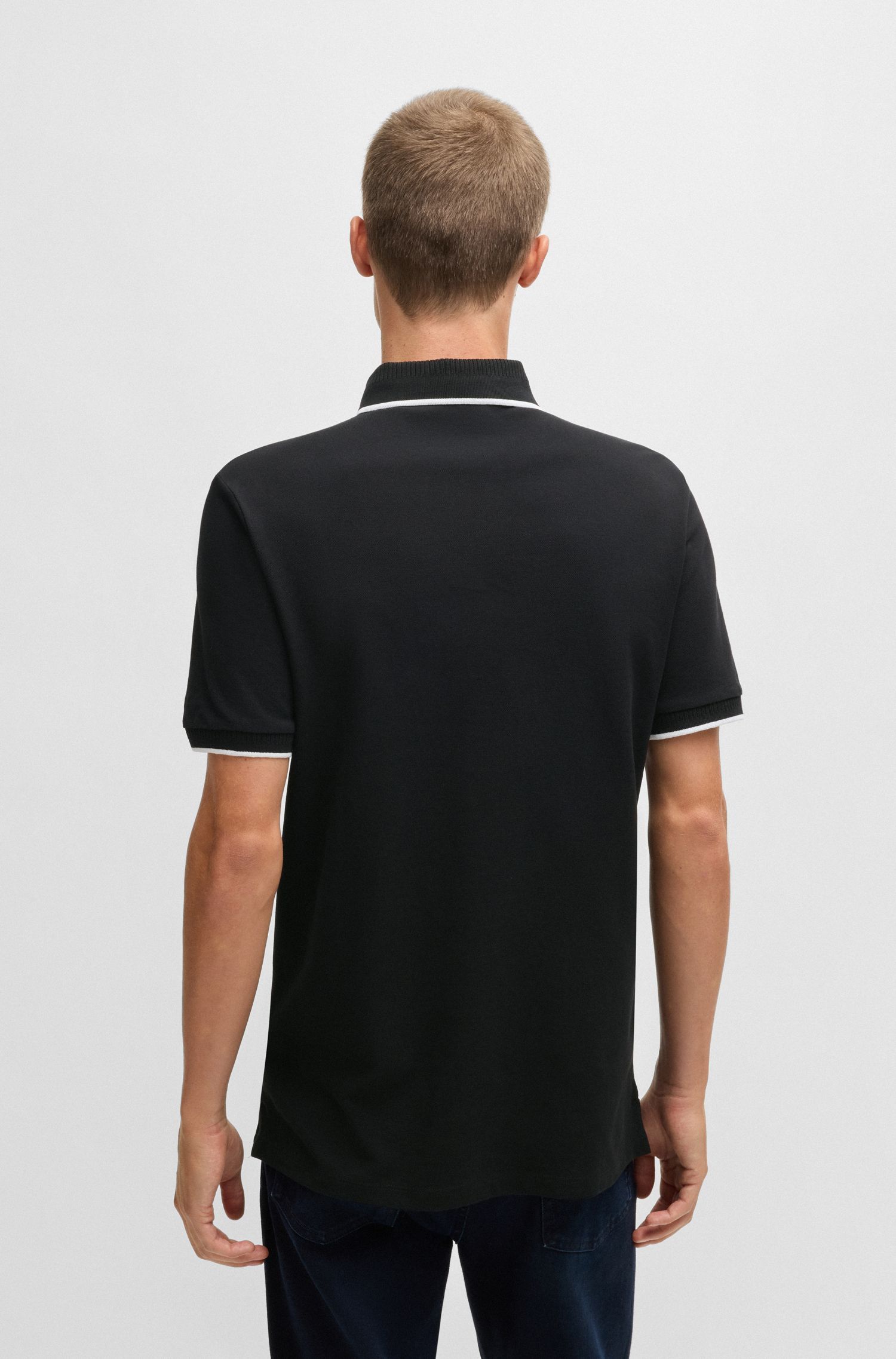 HUGO - Áo thun polo cotton piqué dáng ôm
