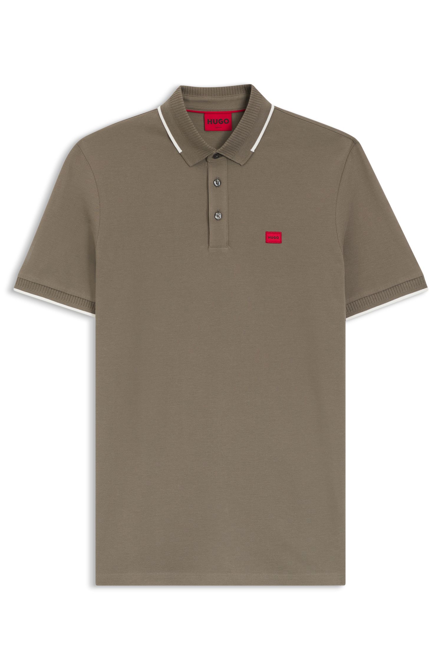HUGO - Áo thun polo cotton piqué dáng ôm