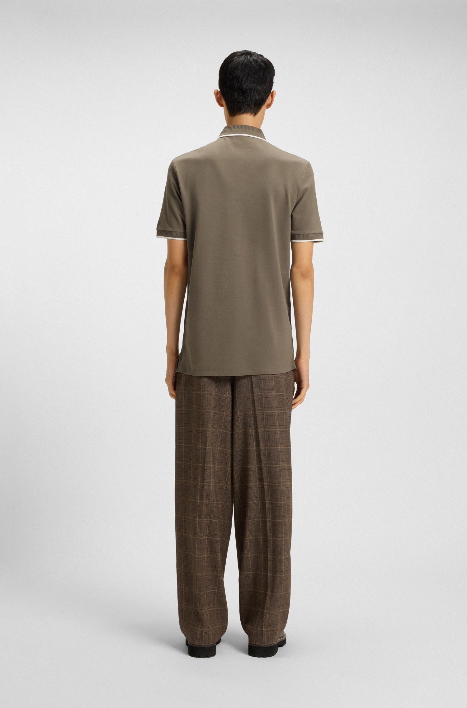 HUGO - Áo thun polo cotton piqué dáng ôm