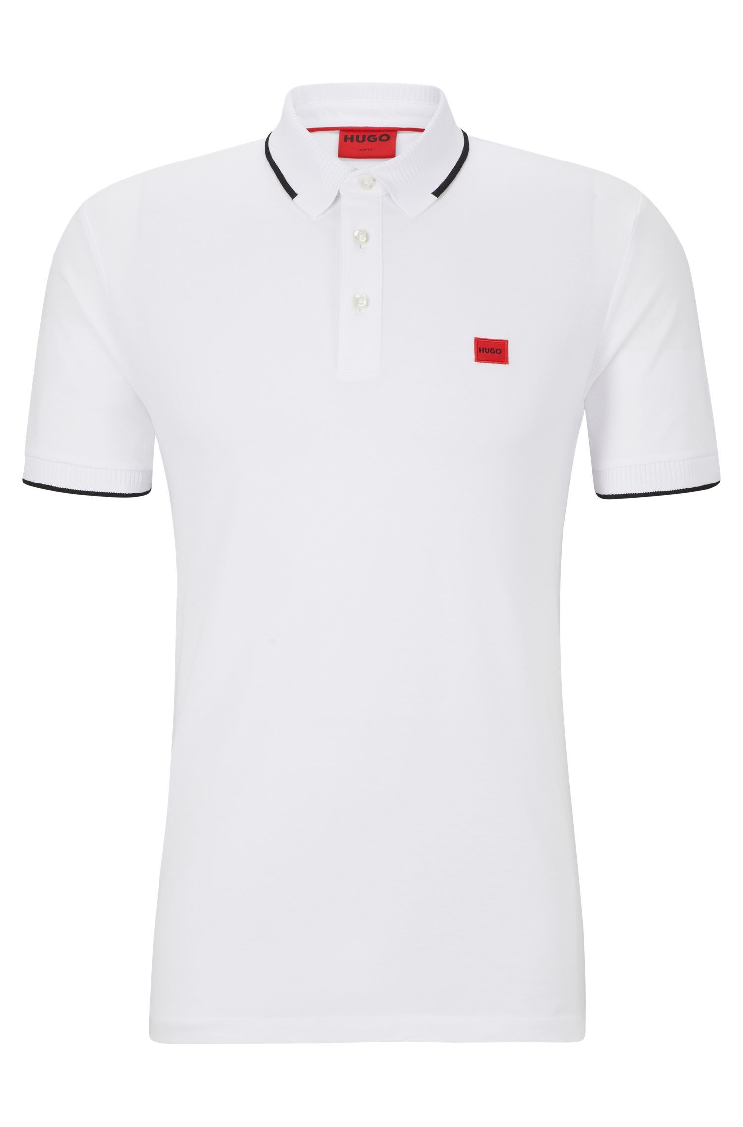 HUGO - Áo thun polo cotton piqué dáng ôm