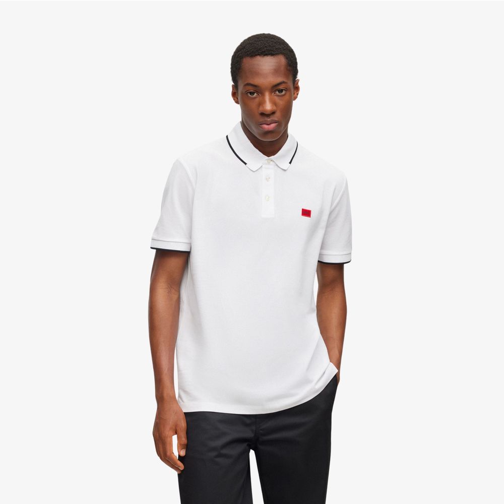 HUGO - Áo thun polo cotton piqué dáng ôm