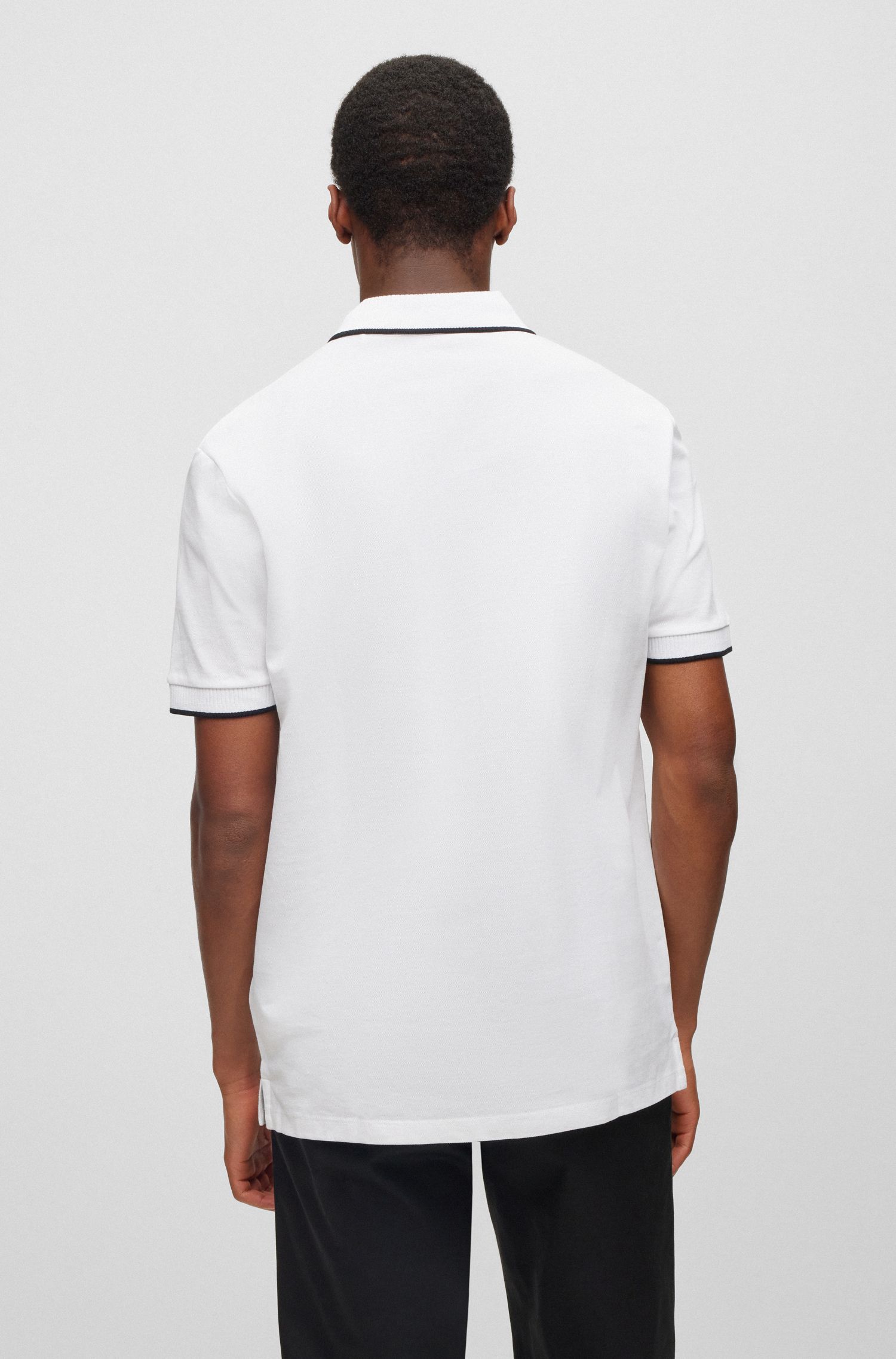 HUGO - Áo thun polo cotton piqué dáng ôm