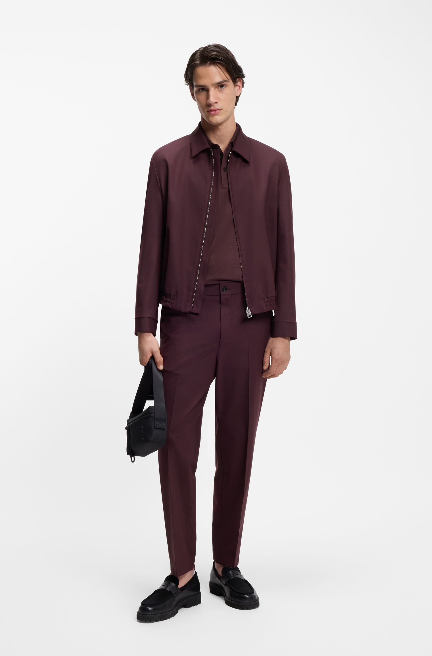 HUGO - Áo thun polo cotton piqué dáng ôm