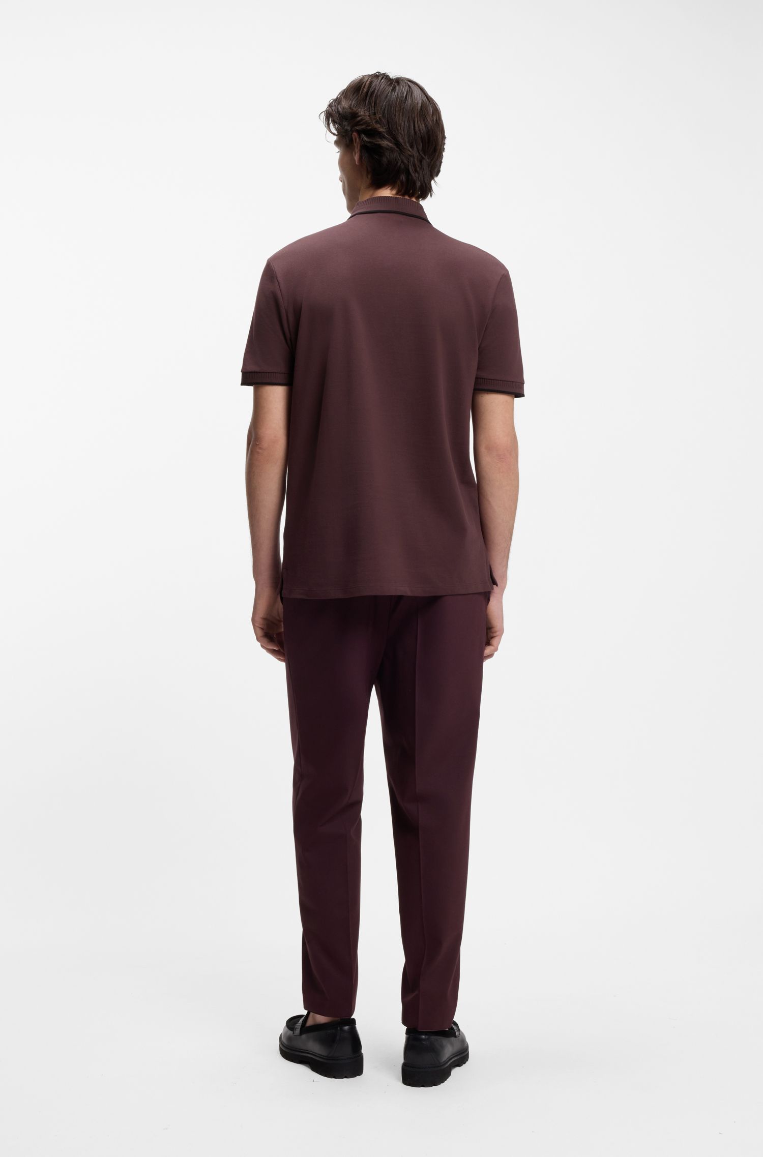 HUGO - Áo thun polo cotton piqué dáng ôm