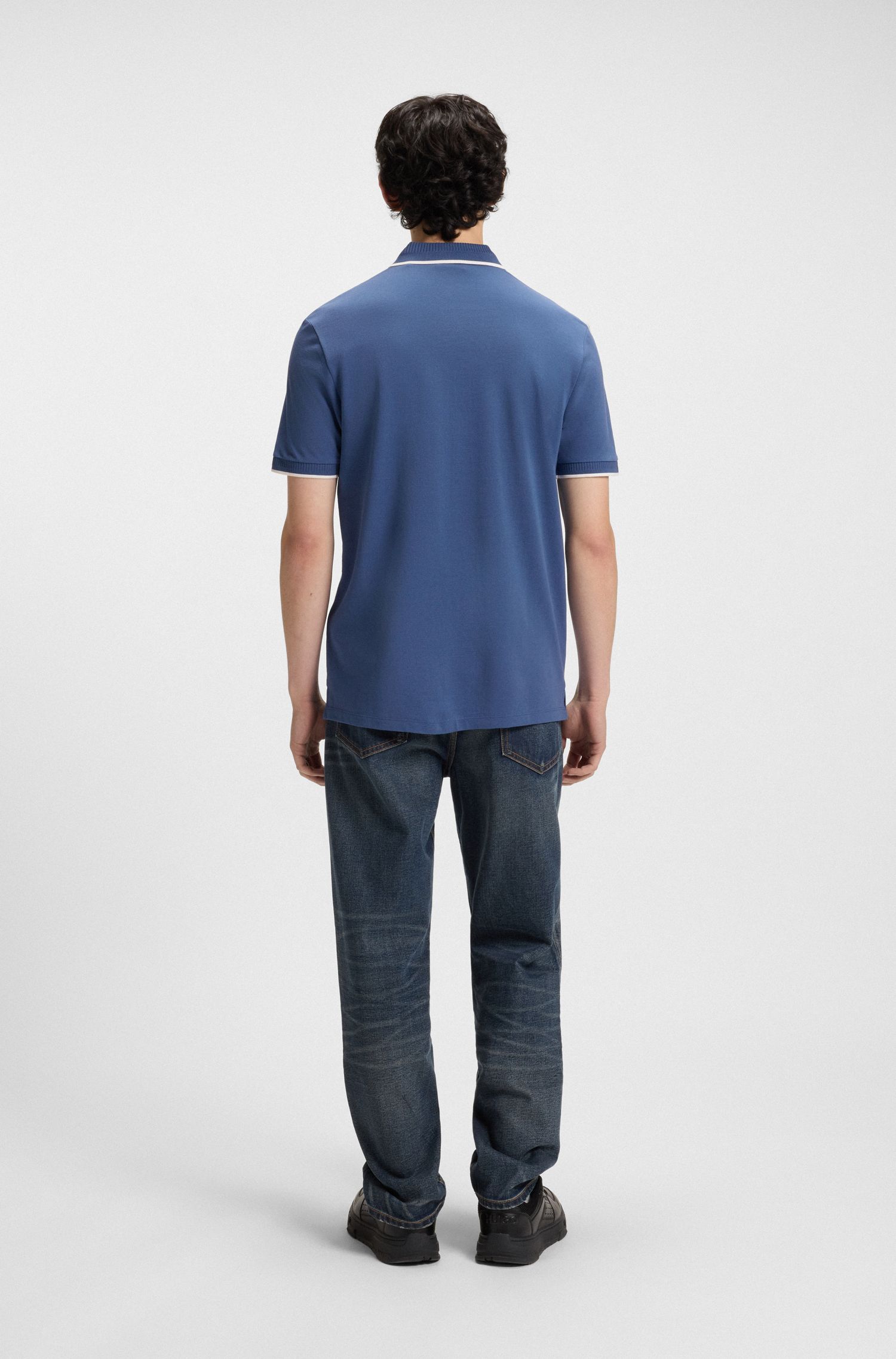 HUGO - Áo thun polo cotton piqué dáng ôm