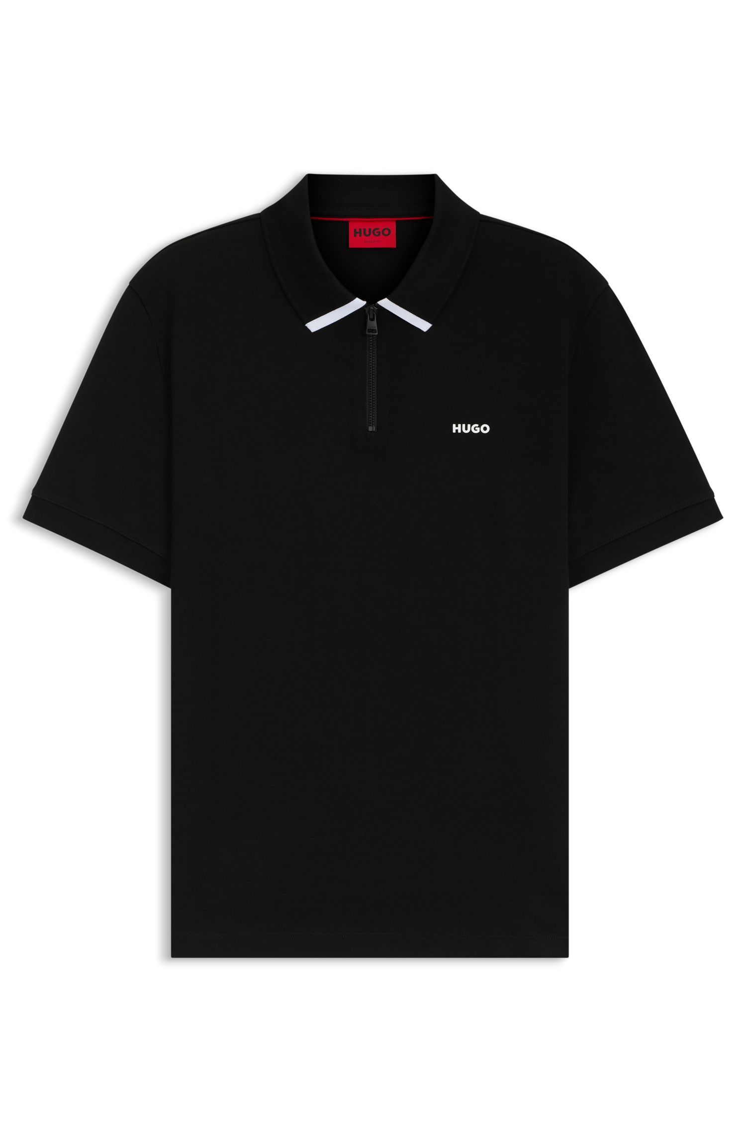 HUGO - Áo polo cotton piqué có logo tương phản
