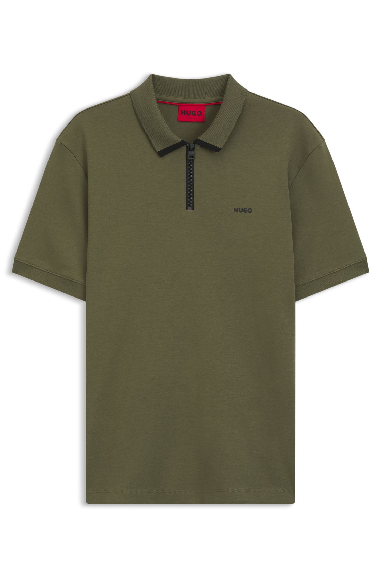 HUGO - Áo polo cotton piqué có logo tương phản