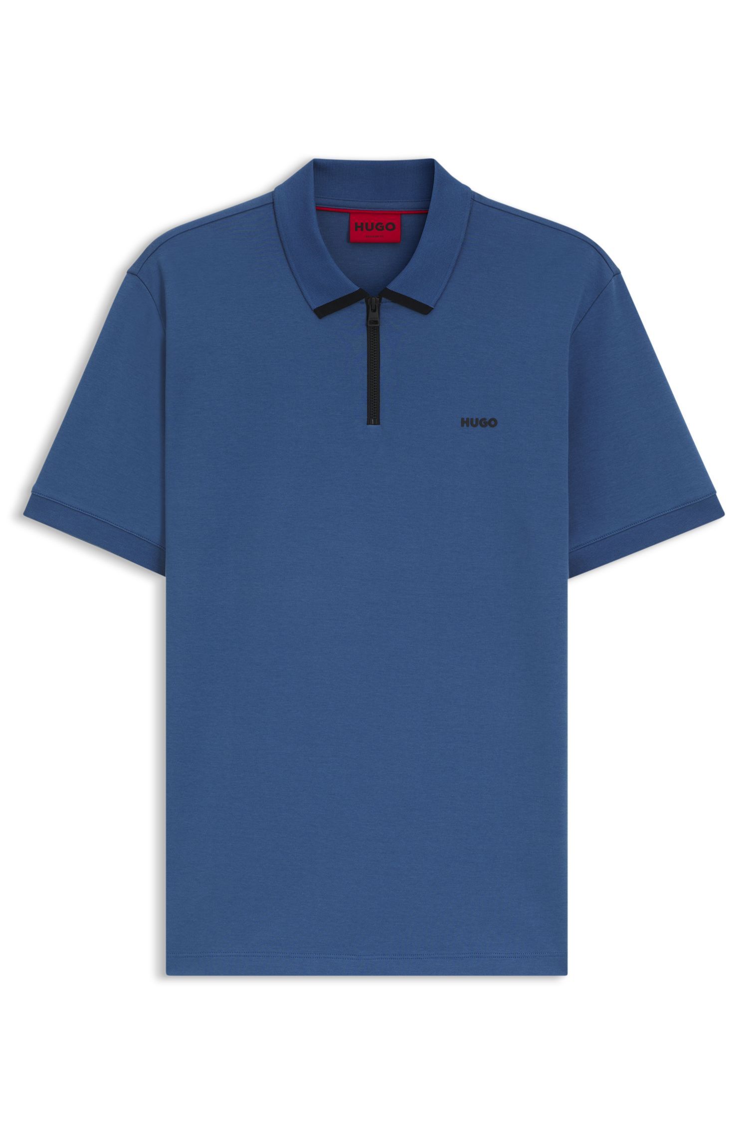 HUGO - Áo polo cotton piqué có logo tương phản