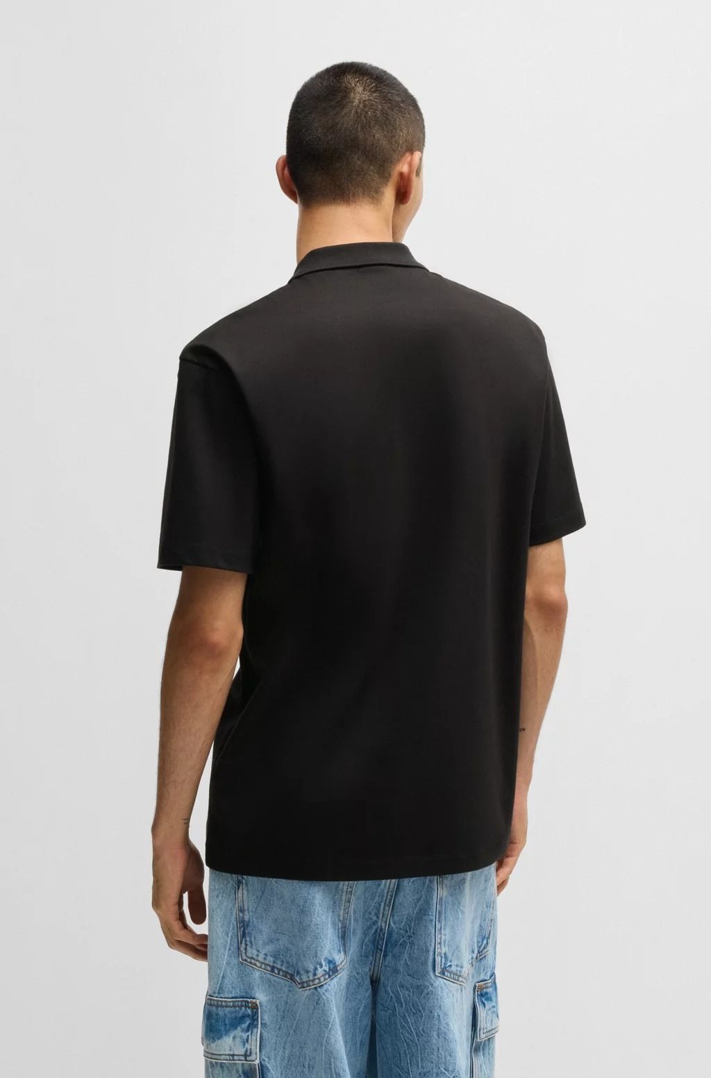 Áo polo cotton interlock in logo chồng