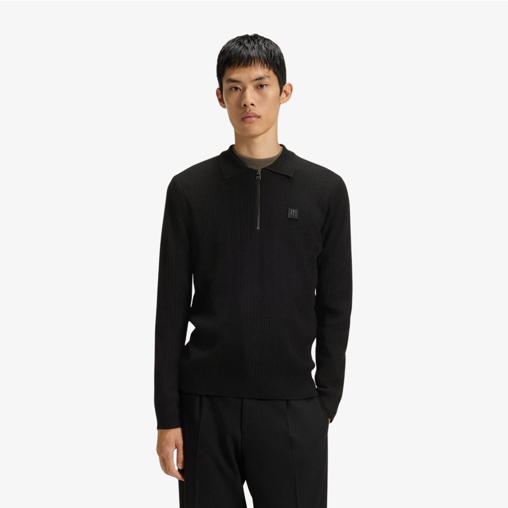 HUGO - Áo polo dài tay dệt kim Sastoro với nhãn logo