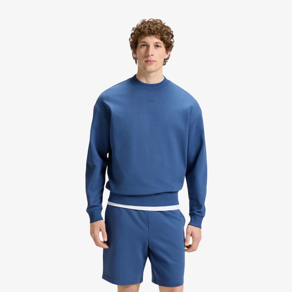HUGO - Áo sweatshirt dáng relaxed vải terry cotton với logo trên tay áo