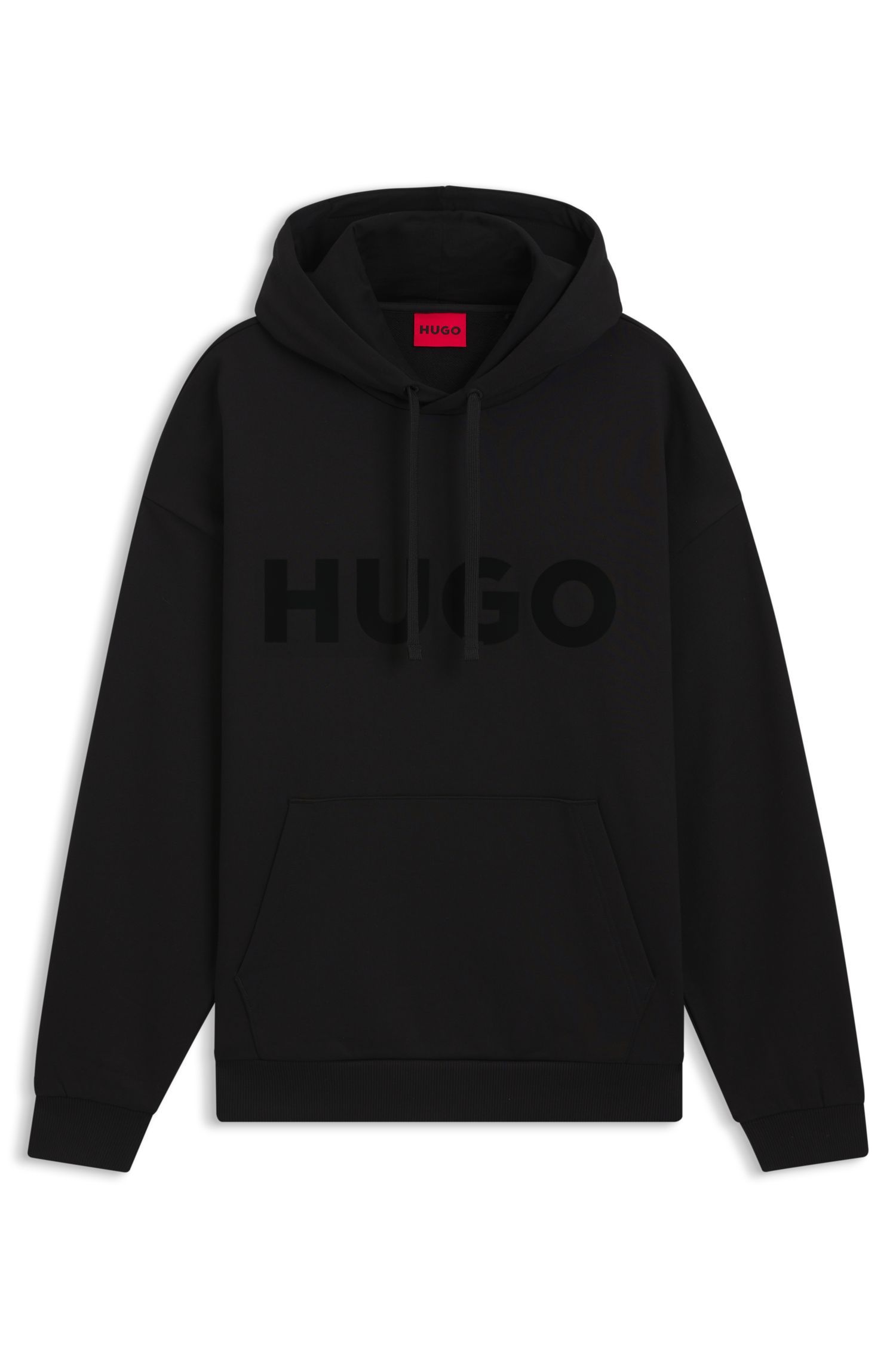 HUGO - Áo hoodie oversized vải cotton terry phối logo cùng tông màu