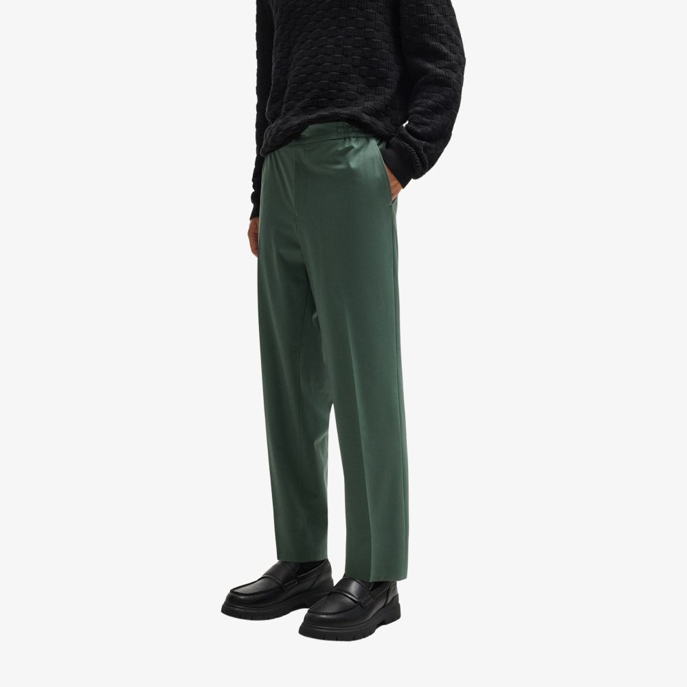 HUGO - Quần dài dáng slim-fit vải len poplin