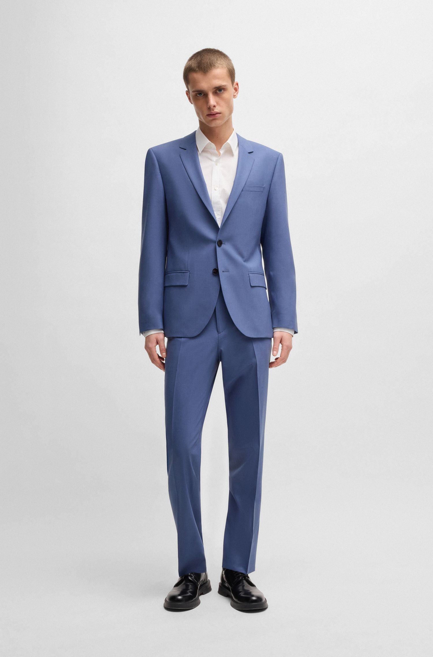 HUGO - Bộ vest dáng ôm vải len co giãn