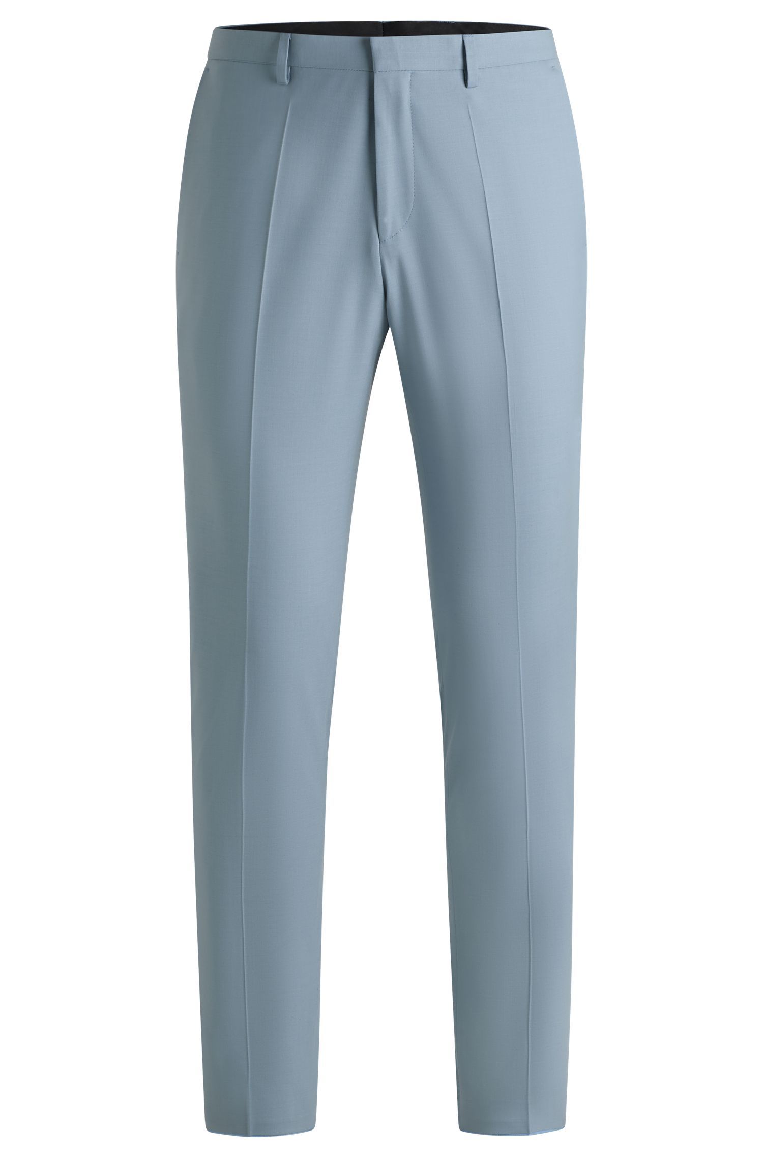 HUGO - Quần tây dáng extra-slim fit vải poplin co giãn pha len