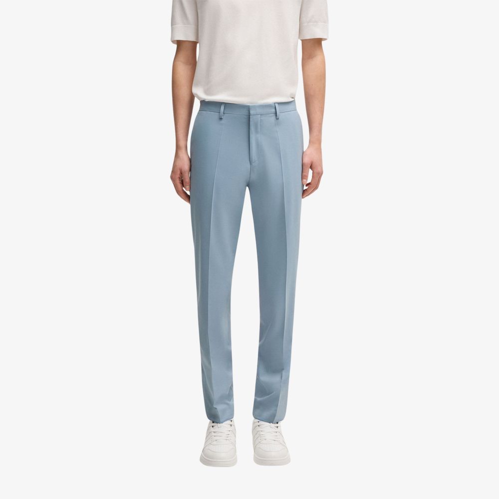 HUGO - Quần tây dáng extra-slim fit vải poplin co giãn pha len