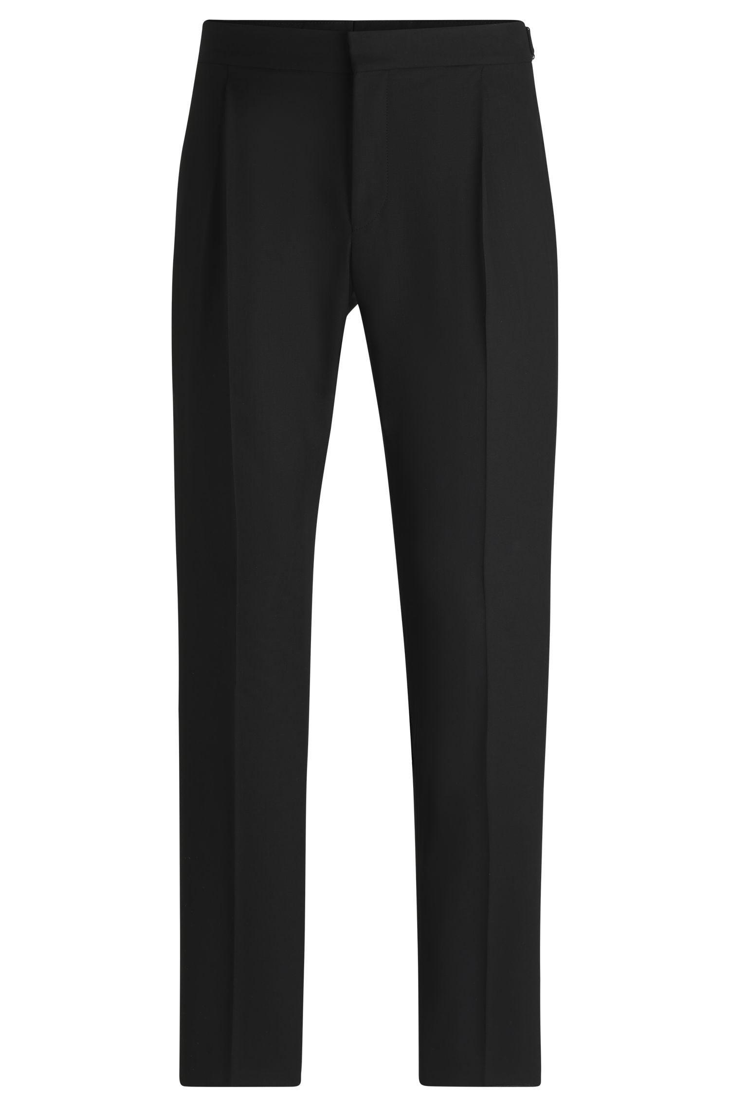 HUGO - Quần tây dáng slim fit vải len pha co giãn