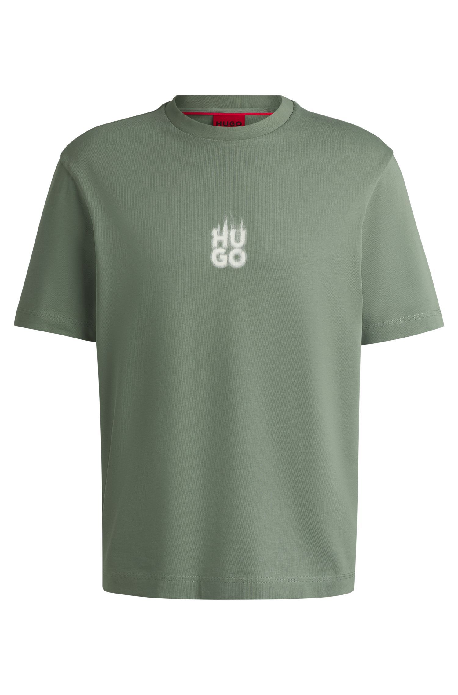 Áo thun vải cotton-jersey với họa tiết logo khói xếp chồng