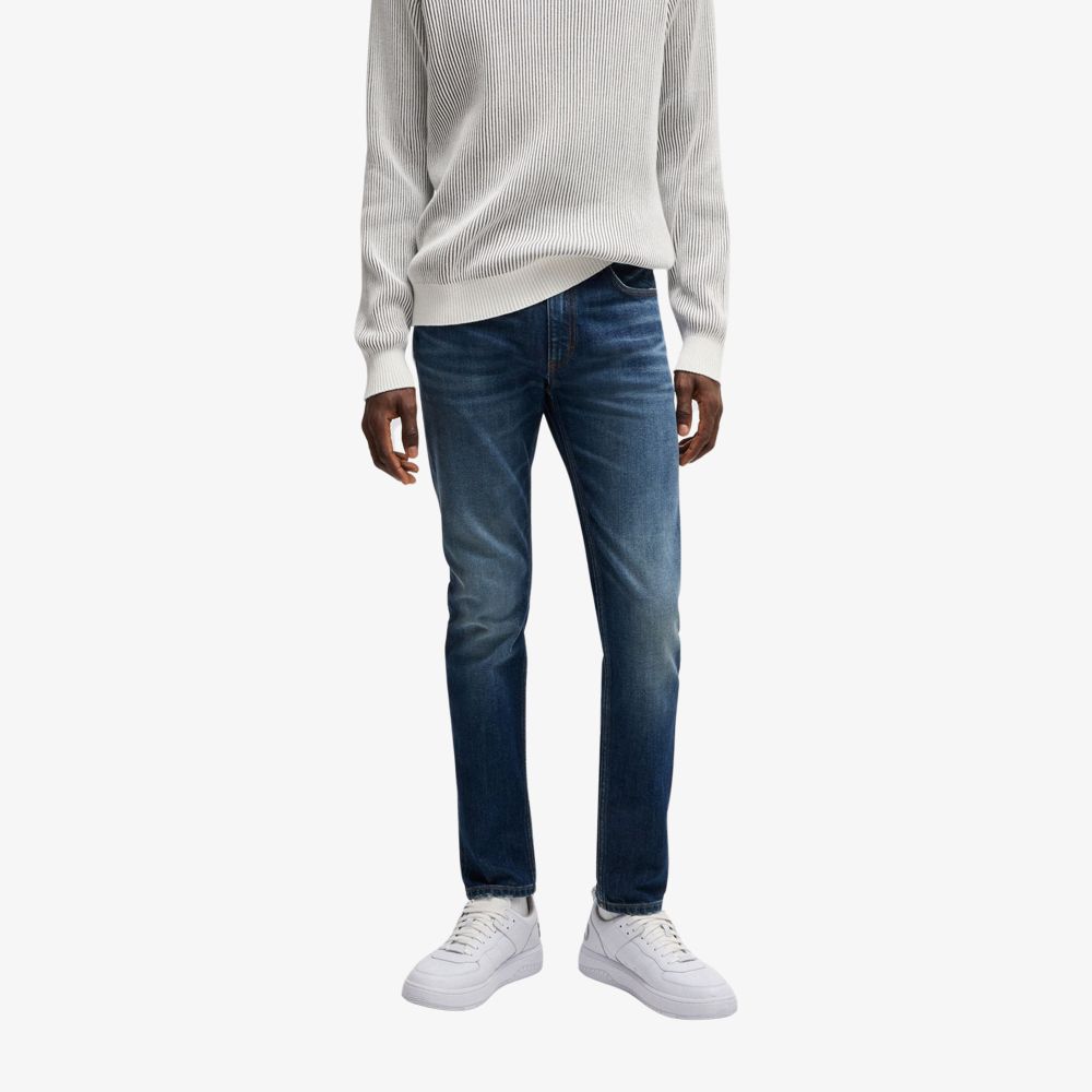 HUGO - Quần jean dáng extra-slim-fit vải denim co giãn màu xanh đậm
