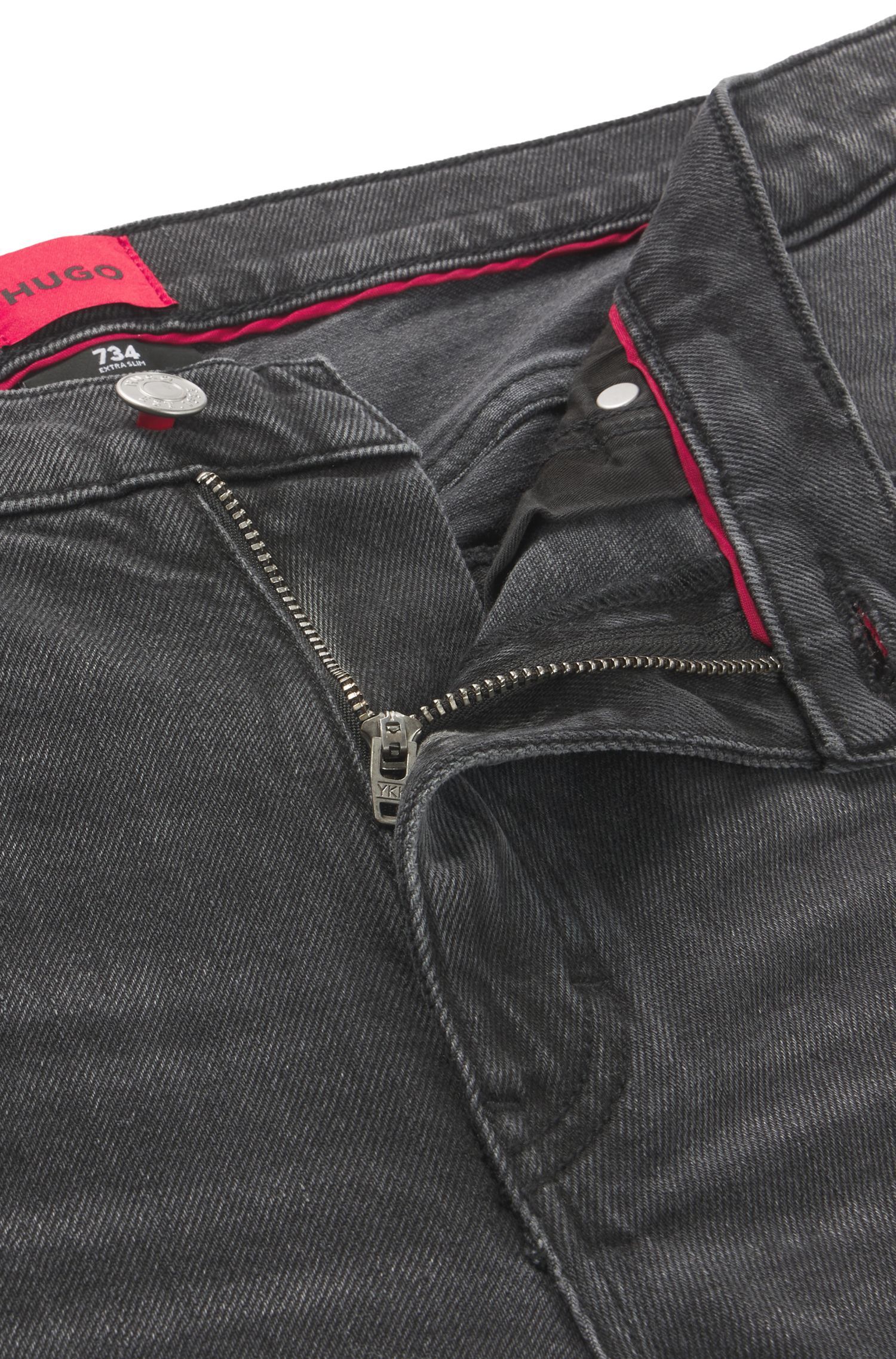 HUGO - Quần jean dáng extra-slim-fit vải denim co giãn