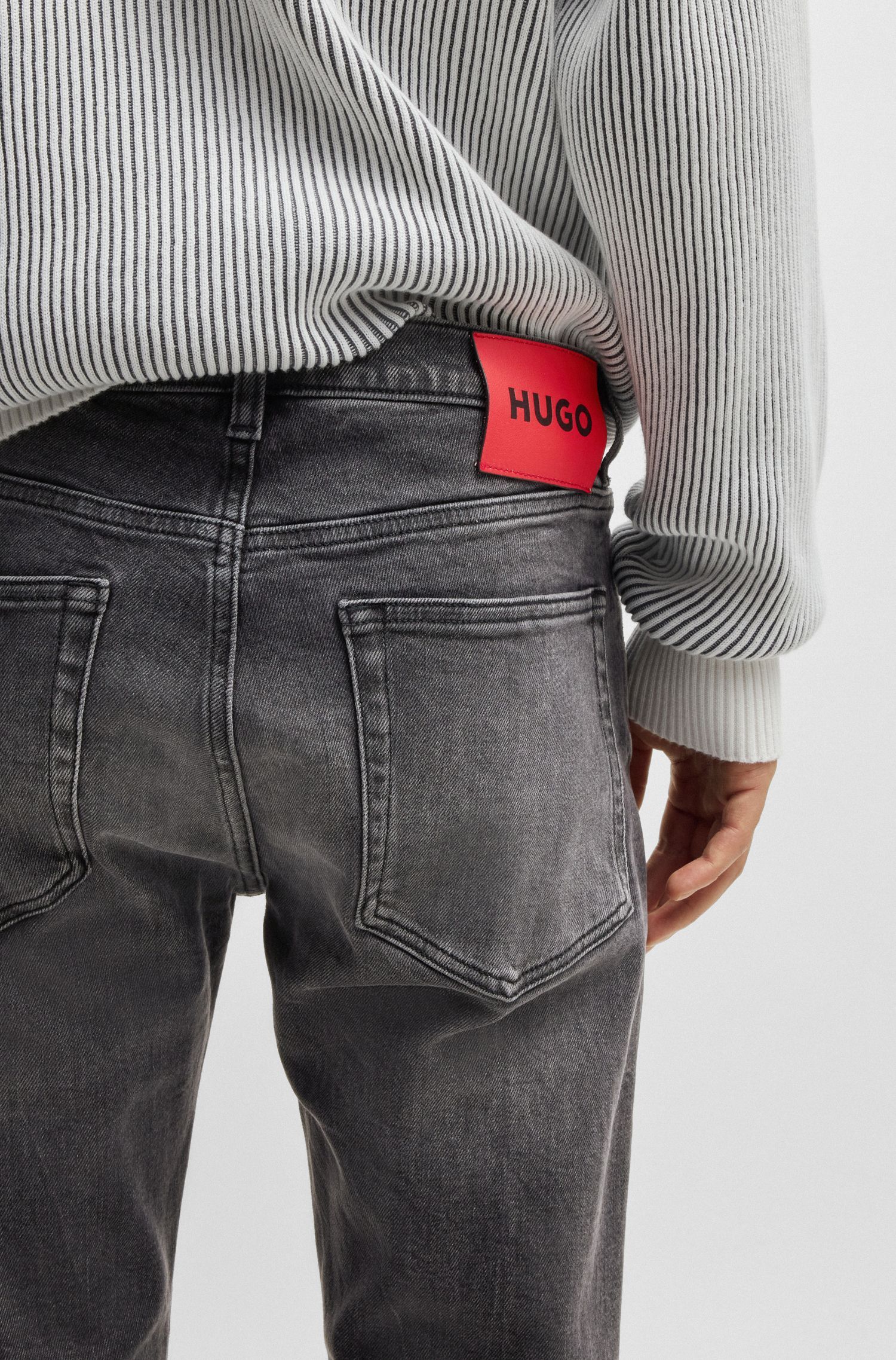 HUGO - Quần jean dáng extra-slim-fit vải denim co giãn
