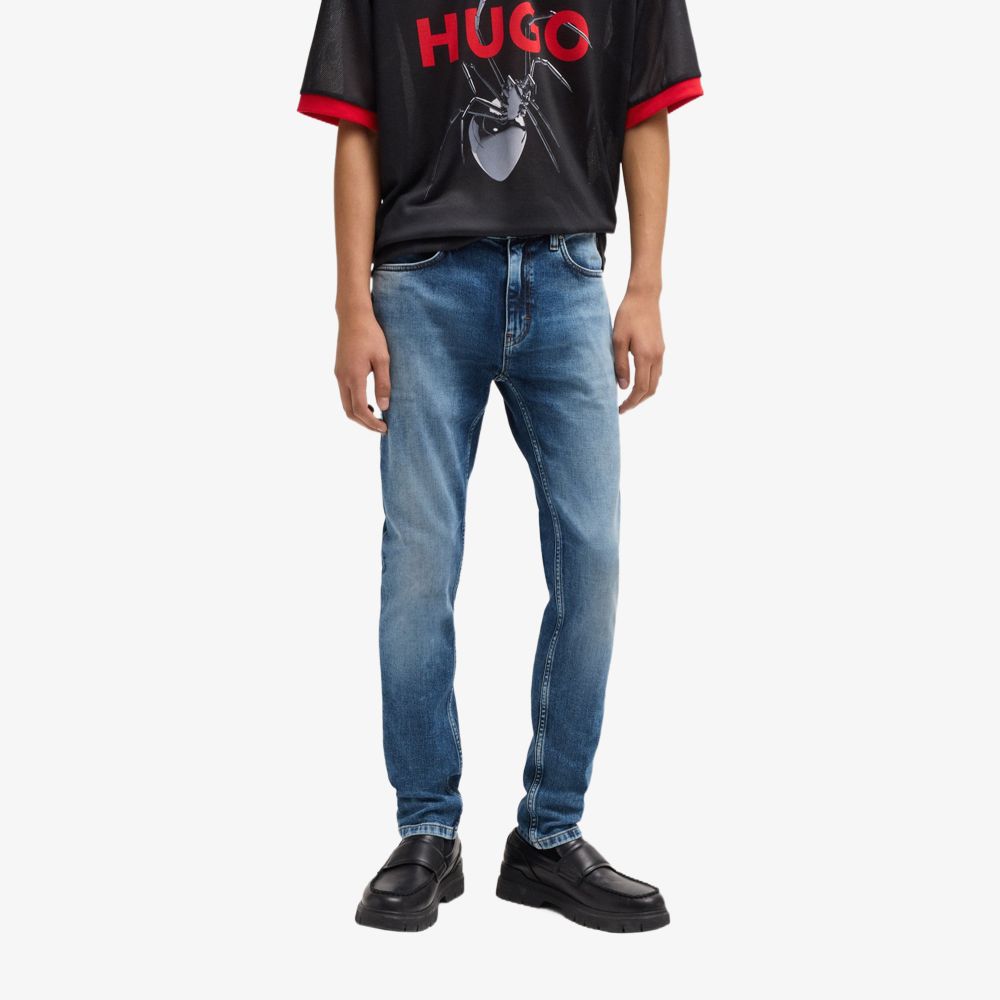 HUGO - Quần jeans dáng extra-slim-fit vải denim co giãn