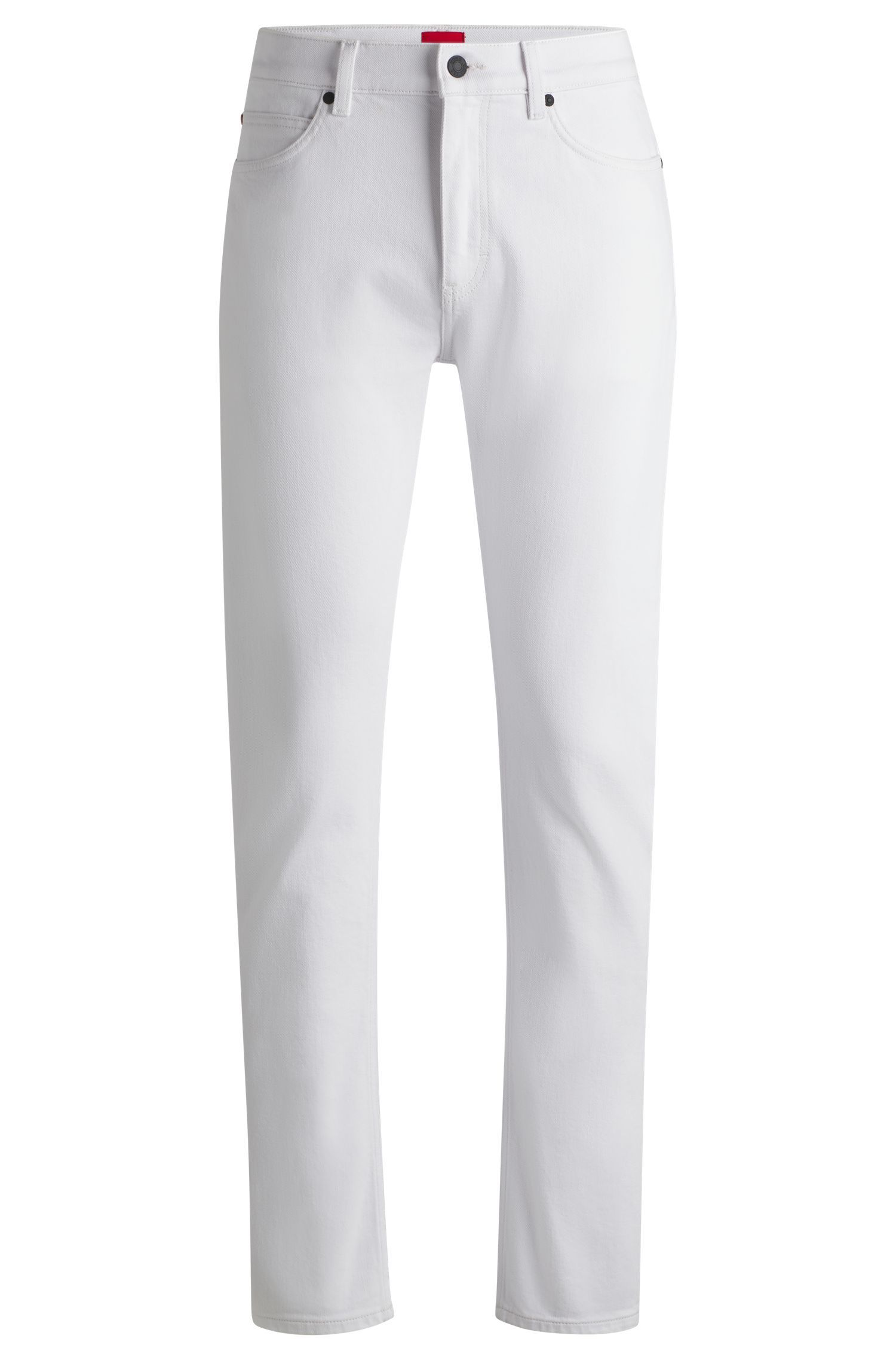 HUGO - Quần jeans dáng slim fit vải denim trắng co giãn